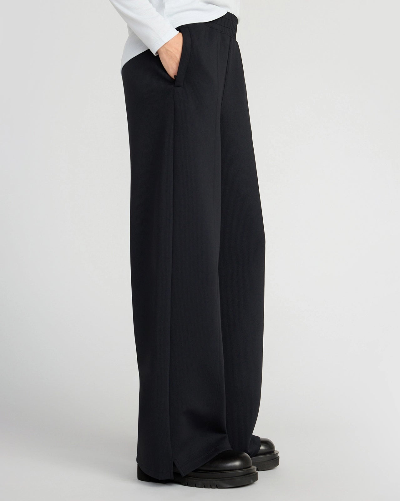 The Soft Stretch GRS Certified Recycled Poly Wide Leg Pant - Black