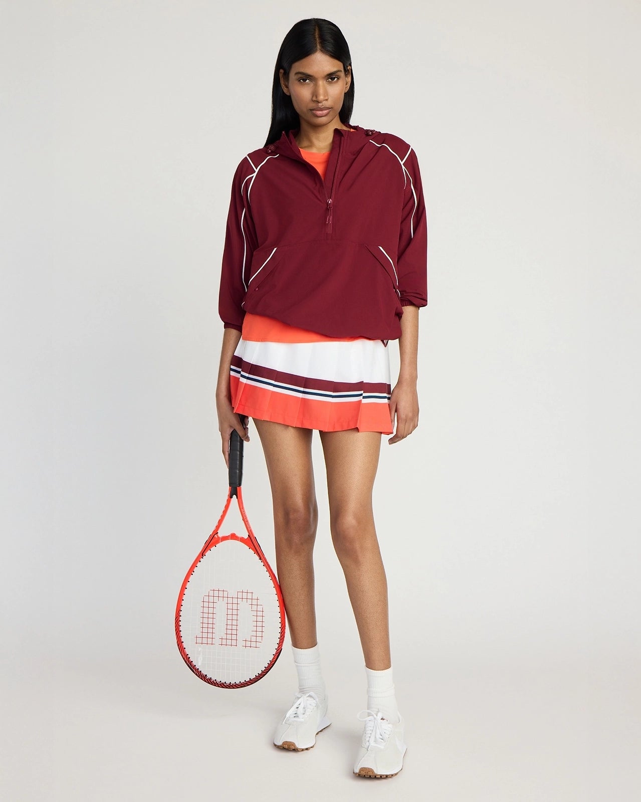 The Built-In Liner GRS Certified Recycled Polyester Varsity Stripe Skort - Wht/Cab/Grenadine/Blk Iris