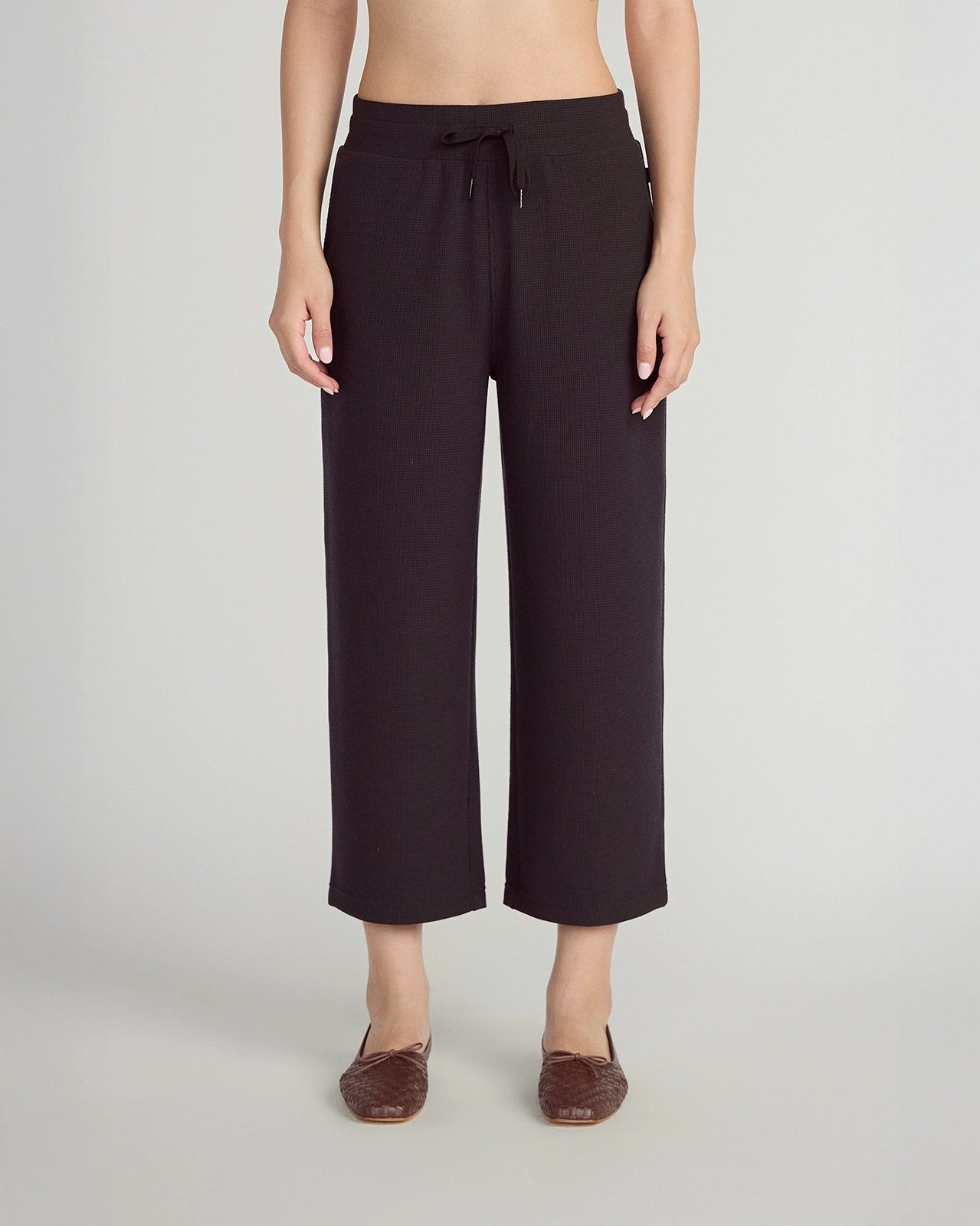 The Light Stretch GRS Certified Recycled Polyester Waffle Capri - Black