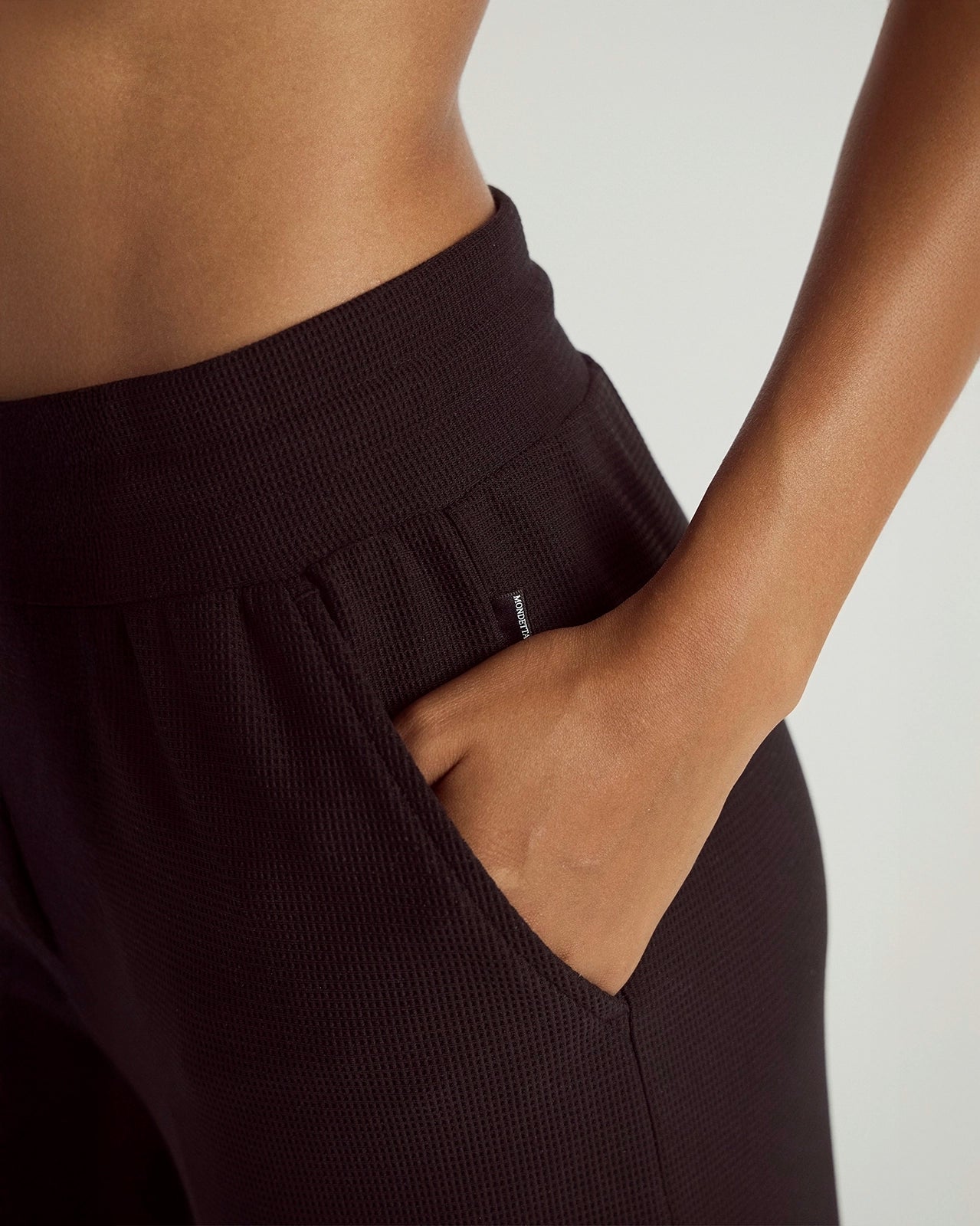 The Light Stretch GRS Certified Recycled Polyester Waffle Wide Leg Pant - Black