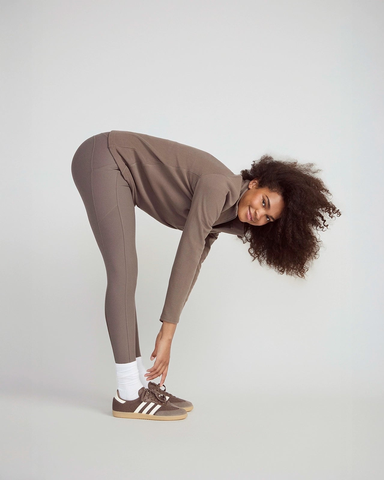 The Active Stretch GRS Certified Recycled Poly Mesh Panel Legging - Morel Taupe