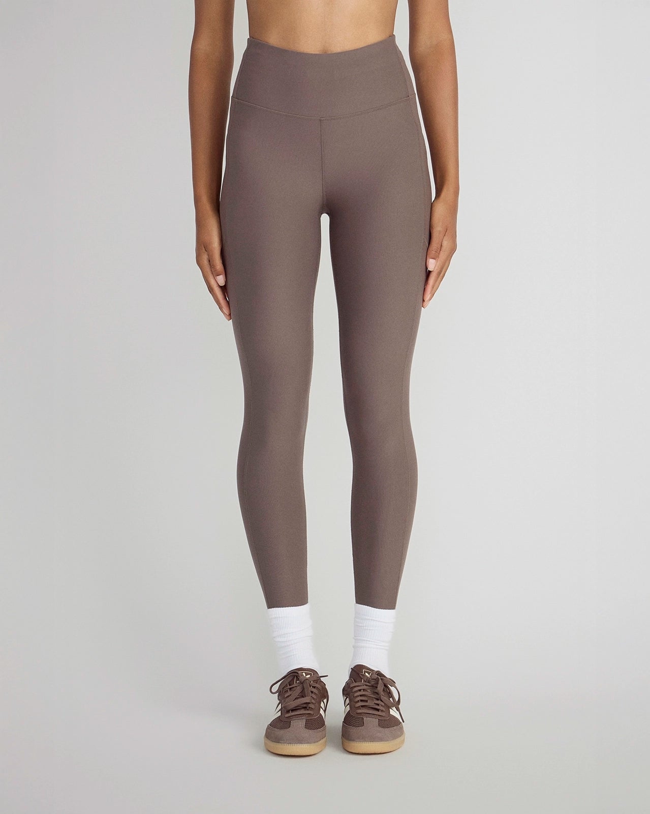 The Active Stretch GRS Certified Recycled Poly Mesh Panel Legging - Morel Taupe