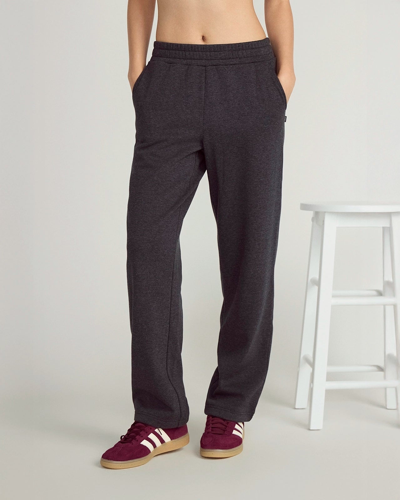 The Soft Warm GRS Certified Recycled Poly + Organic Cotton Fleece Pant - Black