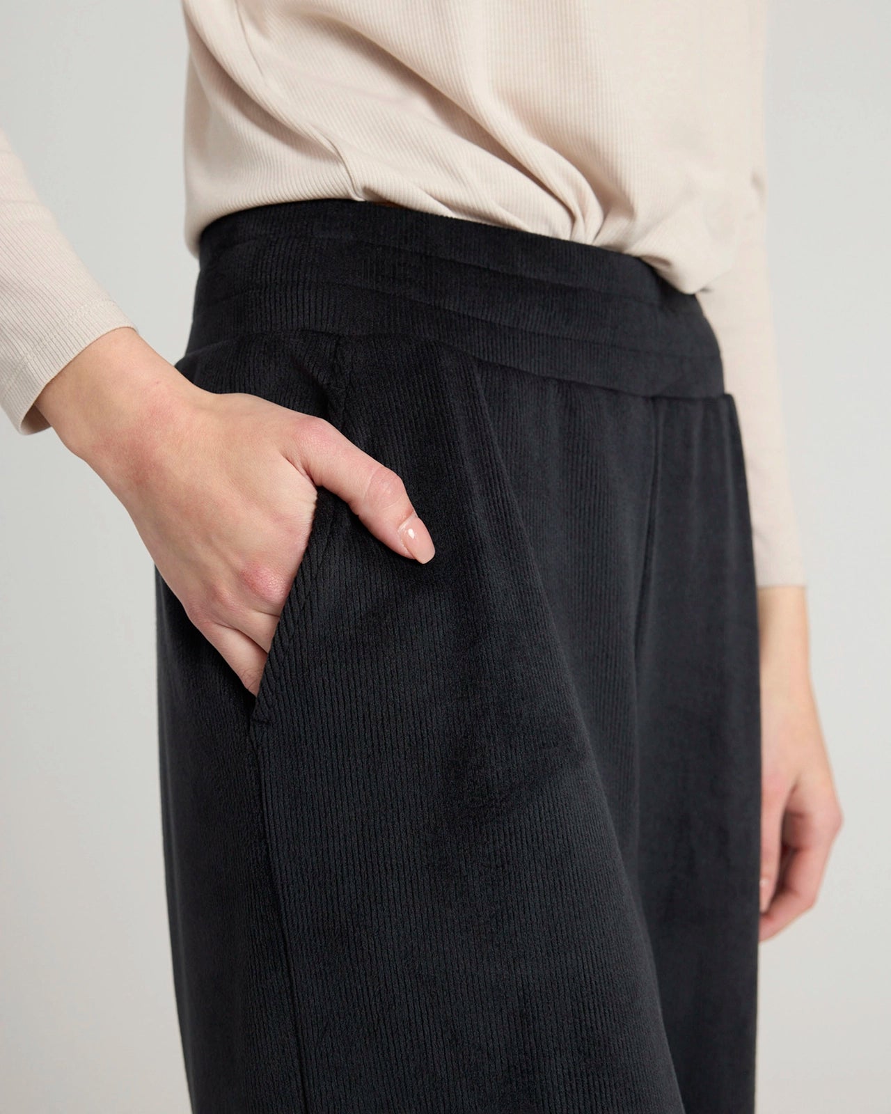 The Warm Stretch GRS Certified Recycled Poly Corduroy Pant - Black