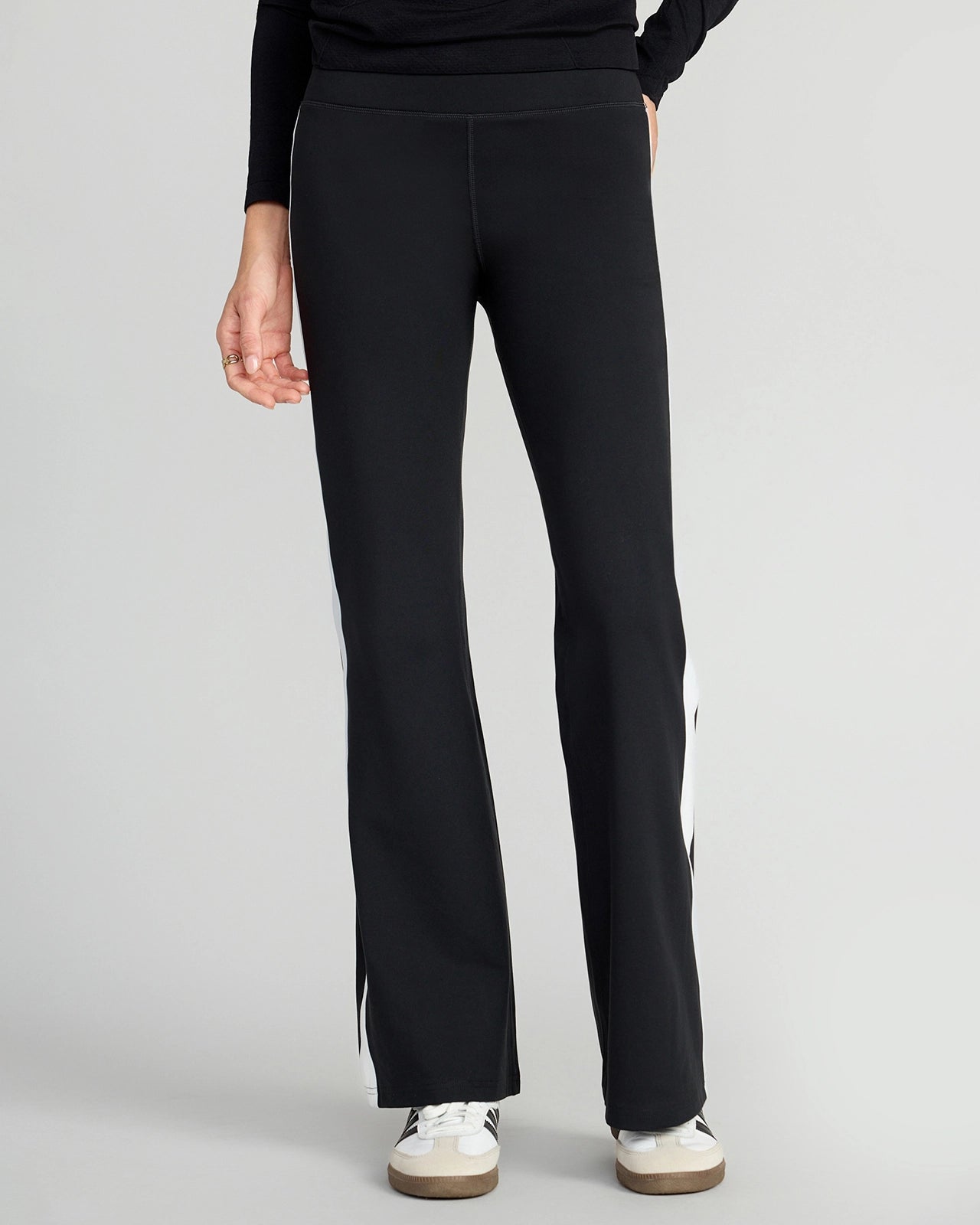 The Stretch GRS Certified Recycled Poly Flared Pant - Black & White