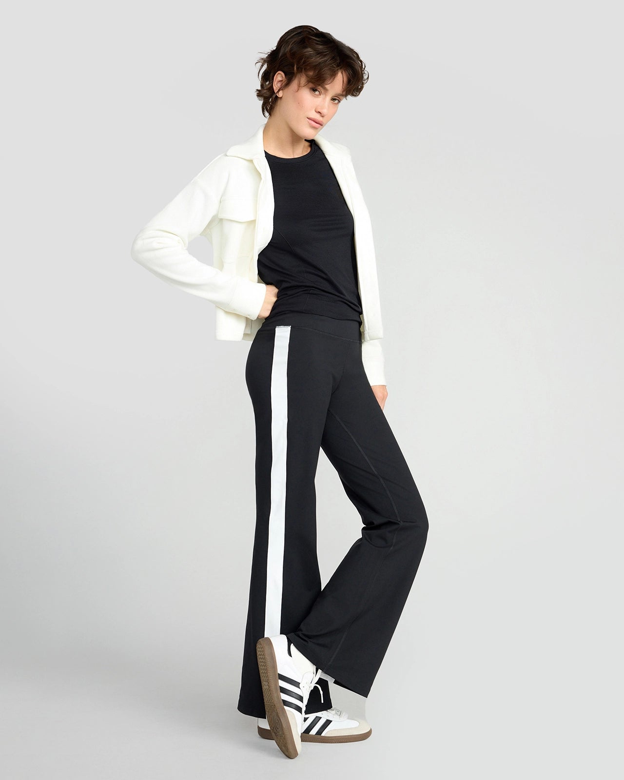 The Stretch GRS Certified Recycled Poly Flared Pant - Black & White