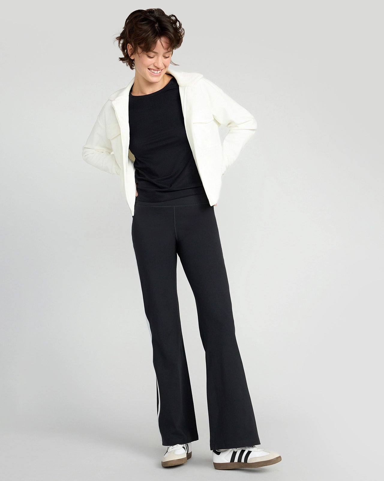 The Stretch GRS Certified Recycled Poly Flared Pant - Black & White