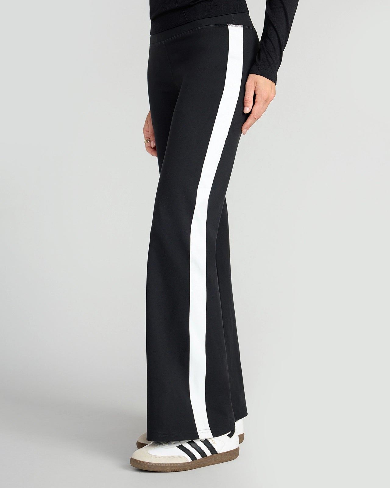 The Stretch GRS Certified Recycled Poly Flared Pant - Black & White