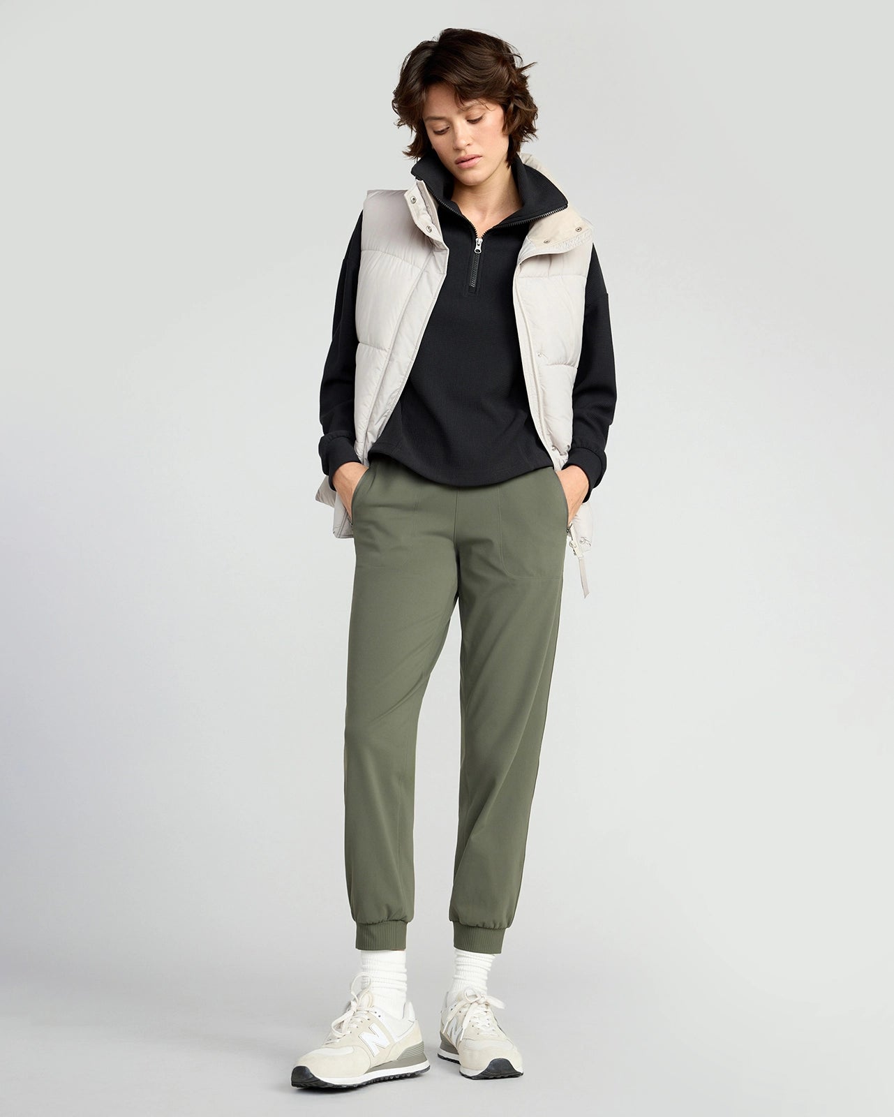 The Buttery Soft GRS Certified Recycled Nylon Mixed Media Jogger - Kambaba Green