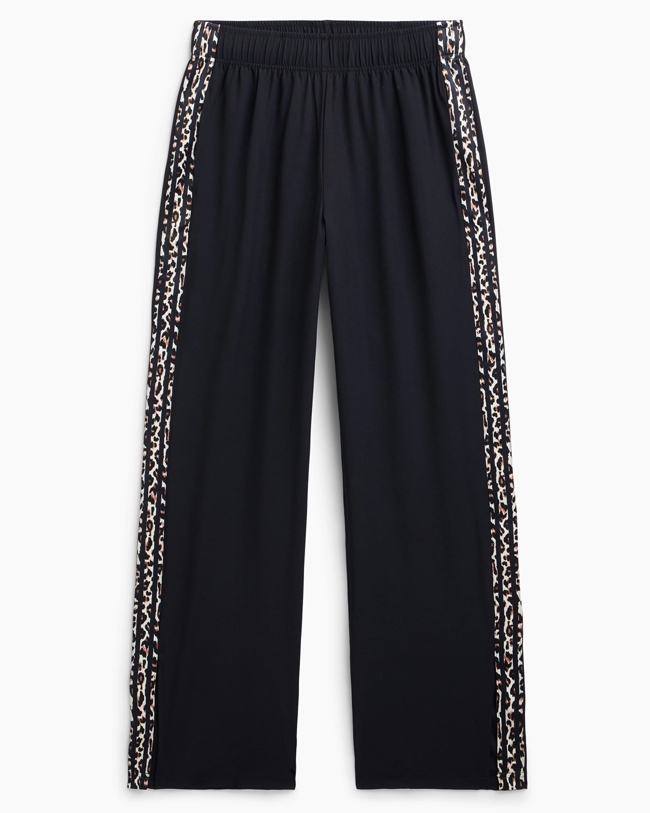 The Stretch Lightweight GRS Certified Recycled Poly Striped Tape Wide-Leg Pant - Black