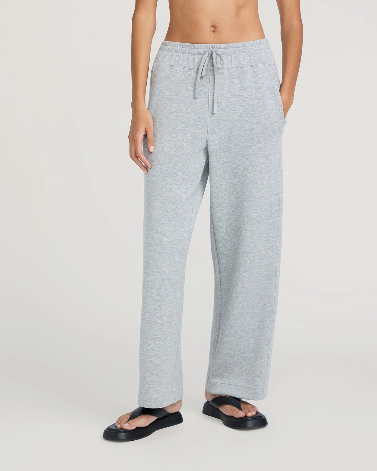 The Soft Luxe Tech Fleece Wide Leg Pant - Ash Grey