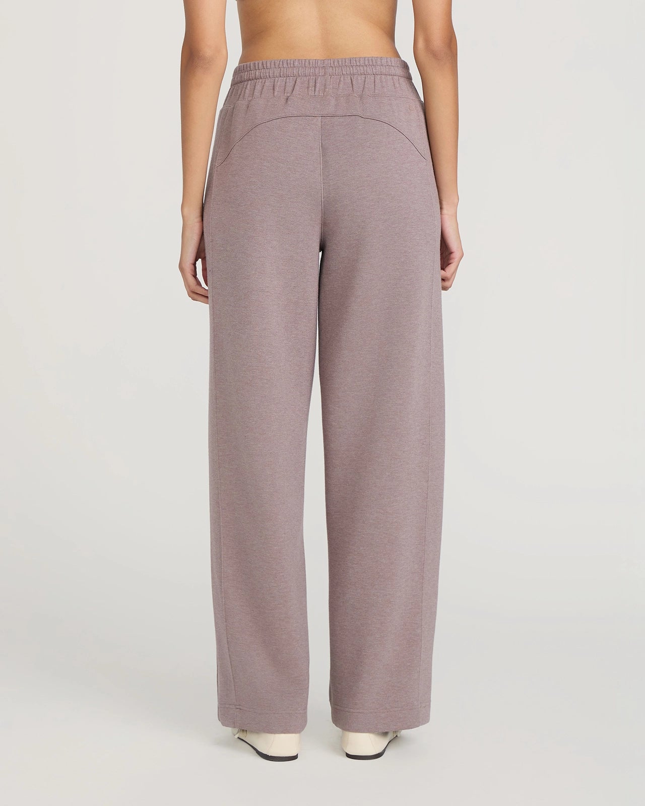 The Soft Luxe Tech Fleece Wide Leg Pant - Deep Taupe Melange