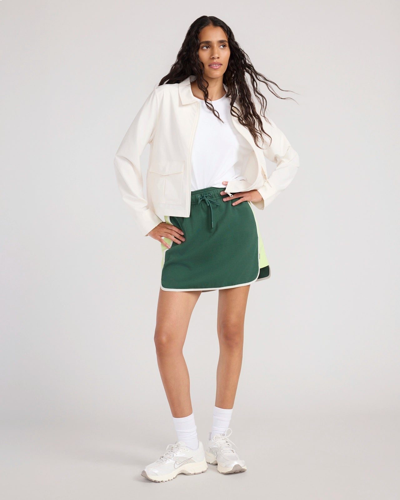 The Active Contrast Panel Pique Skort - Green