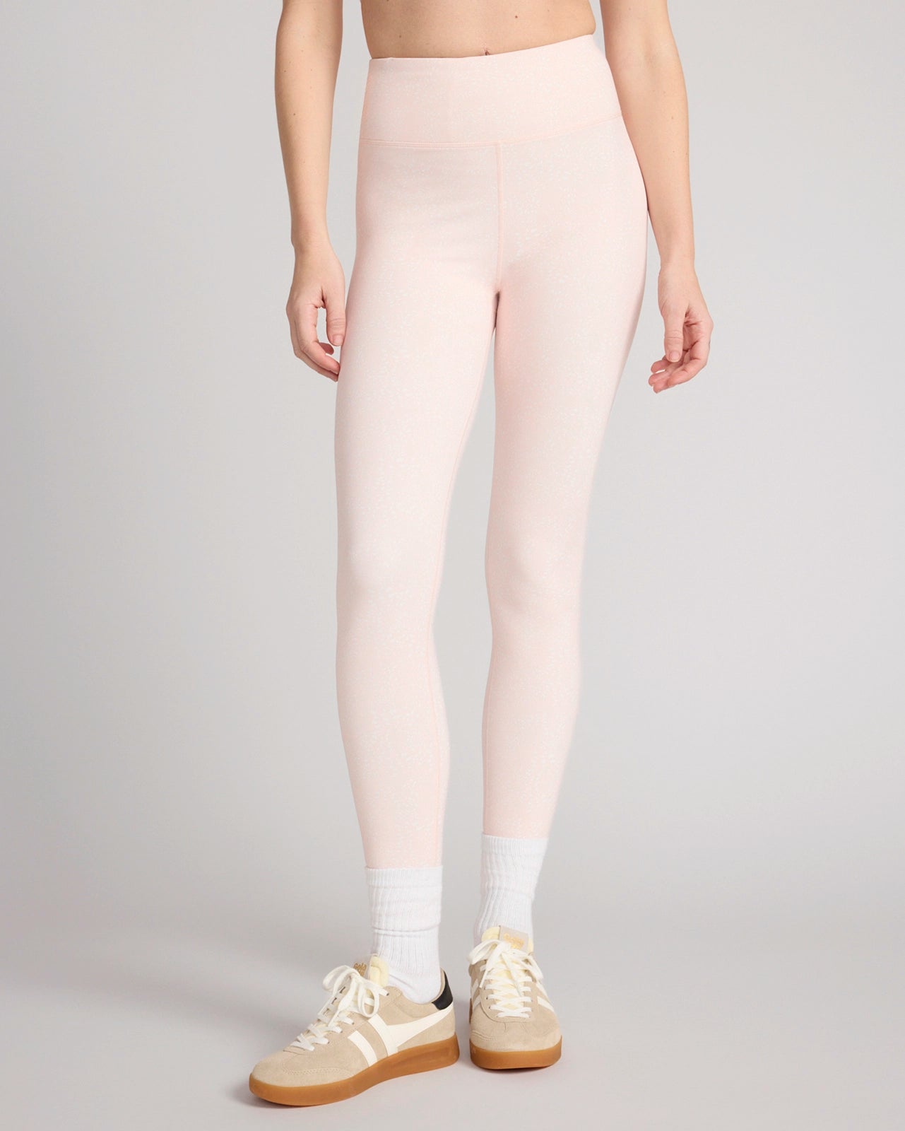 The Active GRS Certified Recycled Poly Printed Interlock Legging - Light Pink Abstract Dot Print