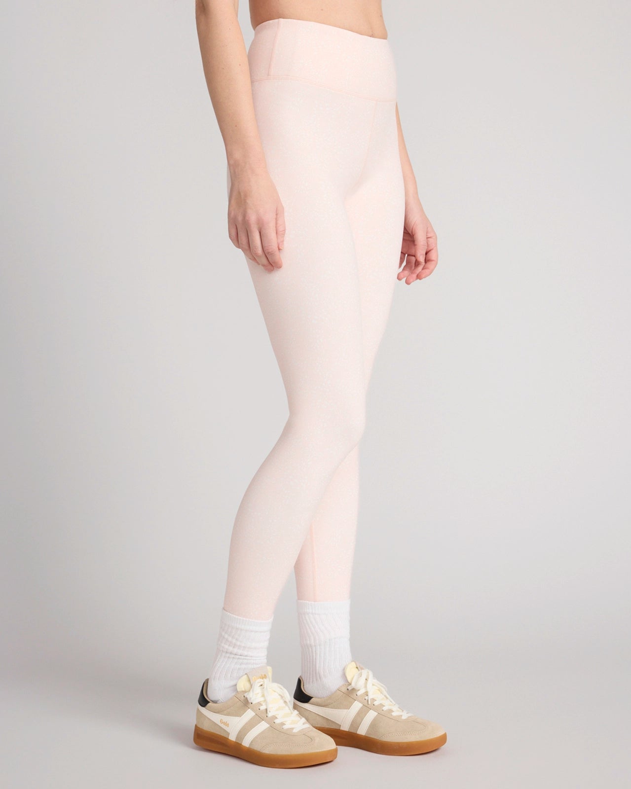 The Active GRS Certified Recycled Poly Printed Interlock Legging - Light Pink Abstract Dot Print