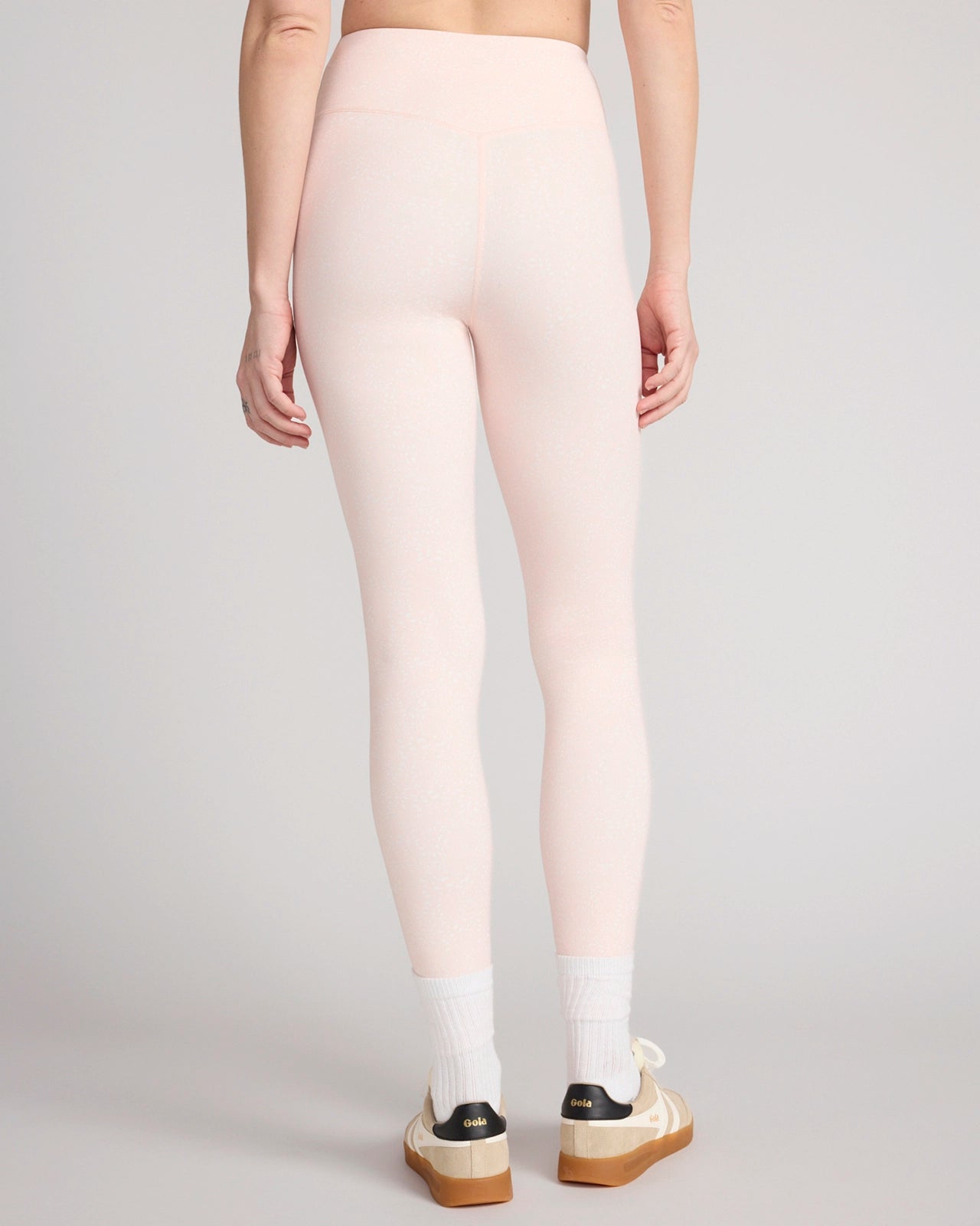 The Active GRS Certified Recycled Poly Printed Interlock Legging - Light Pink Abstract Dot Print