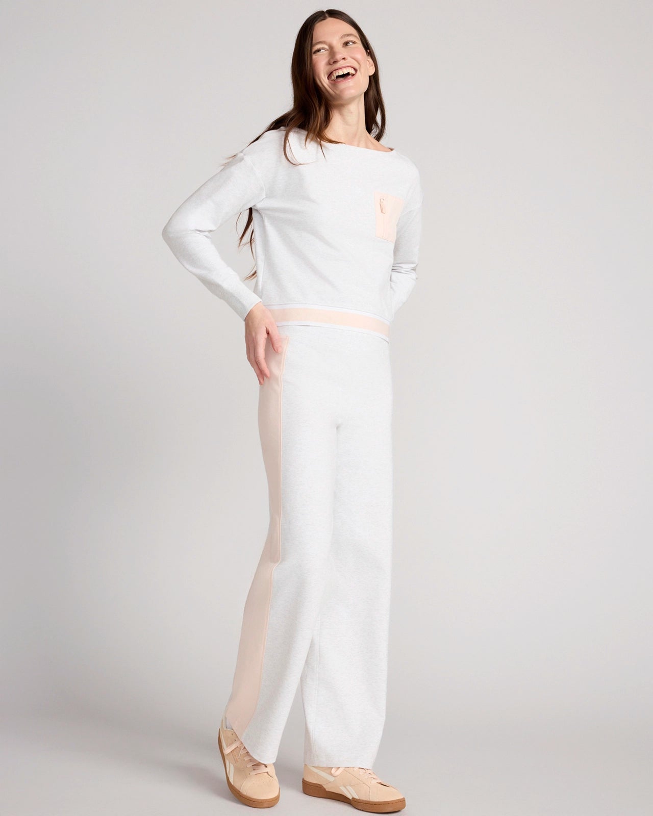 The Soft Luxe GRS Certified Recycled Poly French Terry Straight Leg Pant - Heather Gray