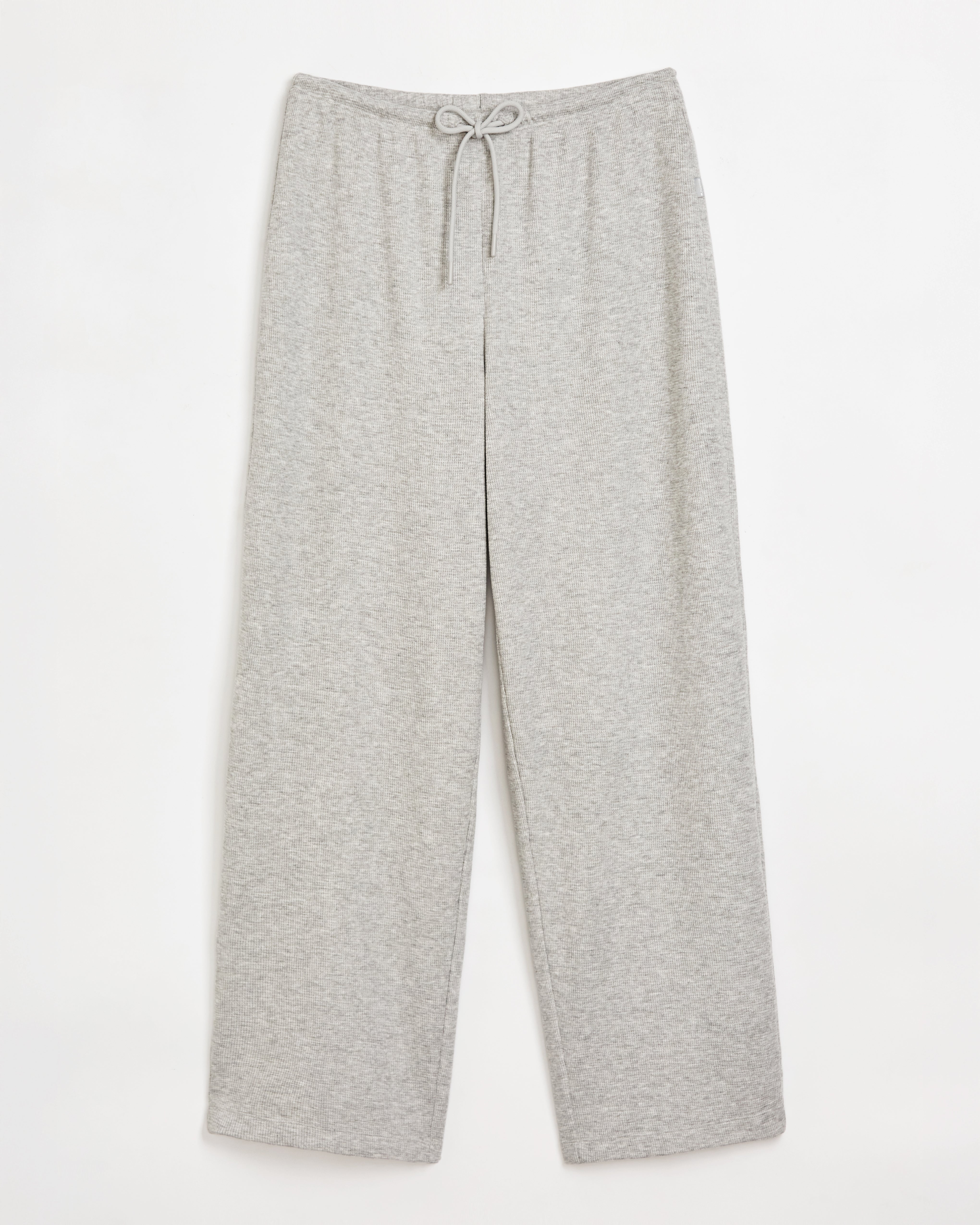 The Organic Cotton Club Waffle Wide-Leg Pant - Light Heather Grey