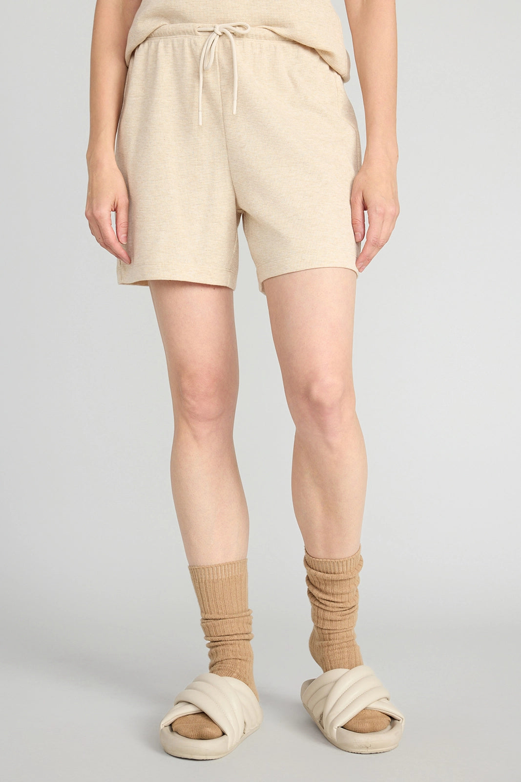 The Organic Cotton Club + GRS Certified Recycled Poly Waffle Short - Light Beige Brown