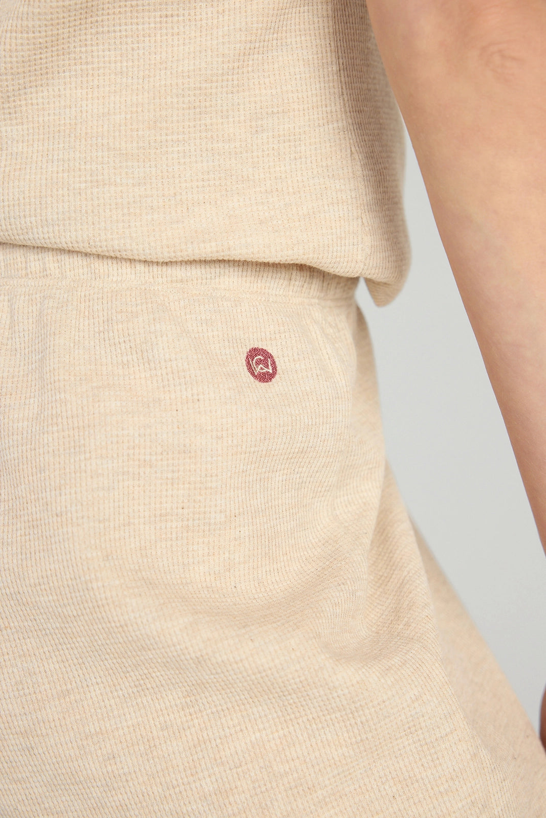 The Organic Cotton Club + GRS Certified Recycled Poly Waffle Short - Light Beige Brown