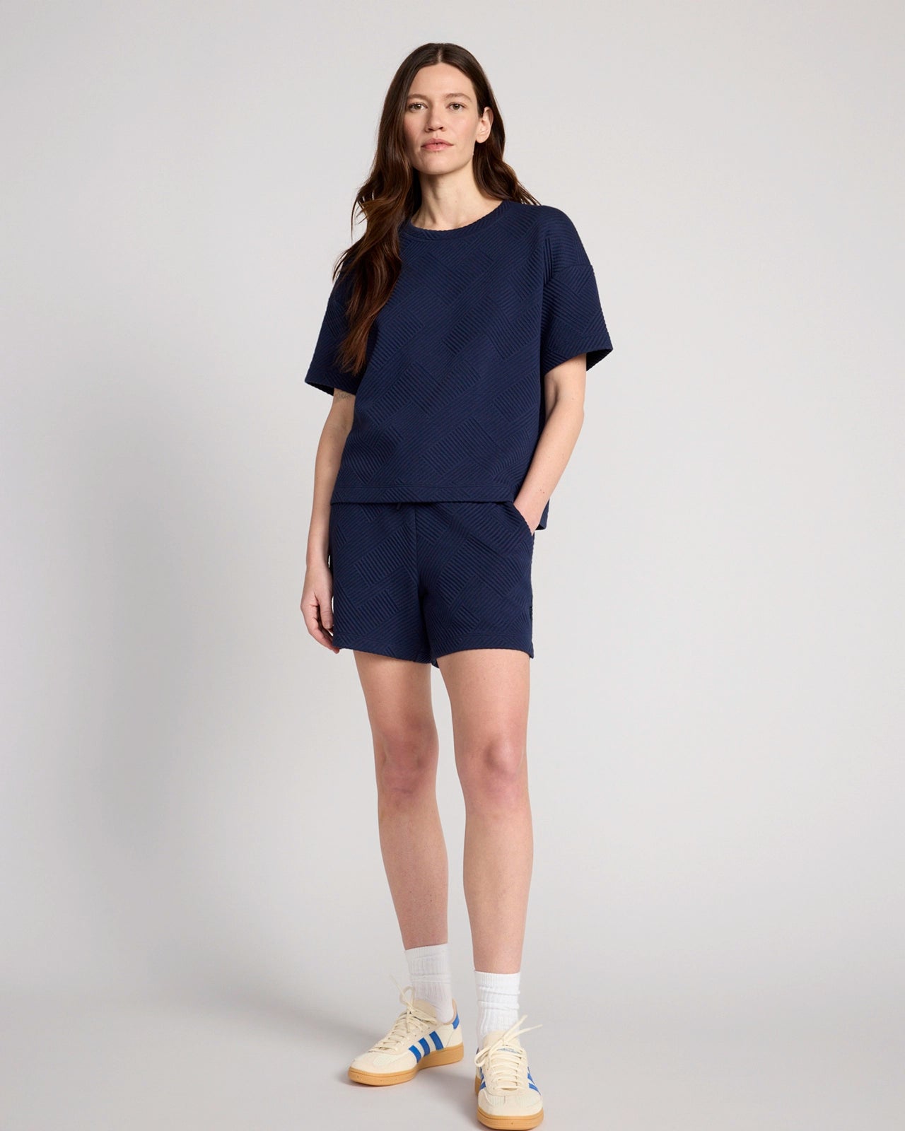 The Soft Stretch GRS Certified Recycled Poly Geo Jacquard Relaxed Short - Navy Blazer