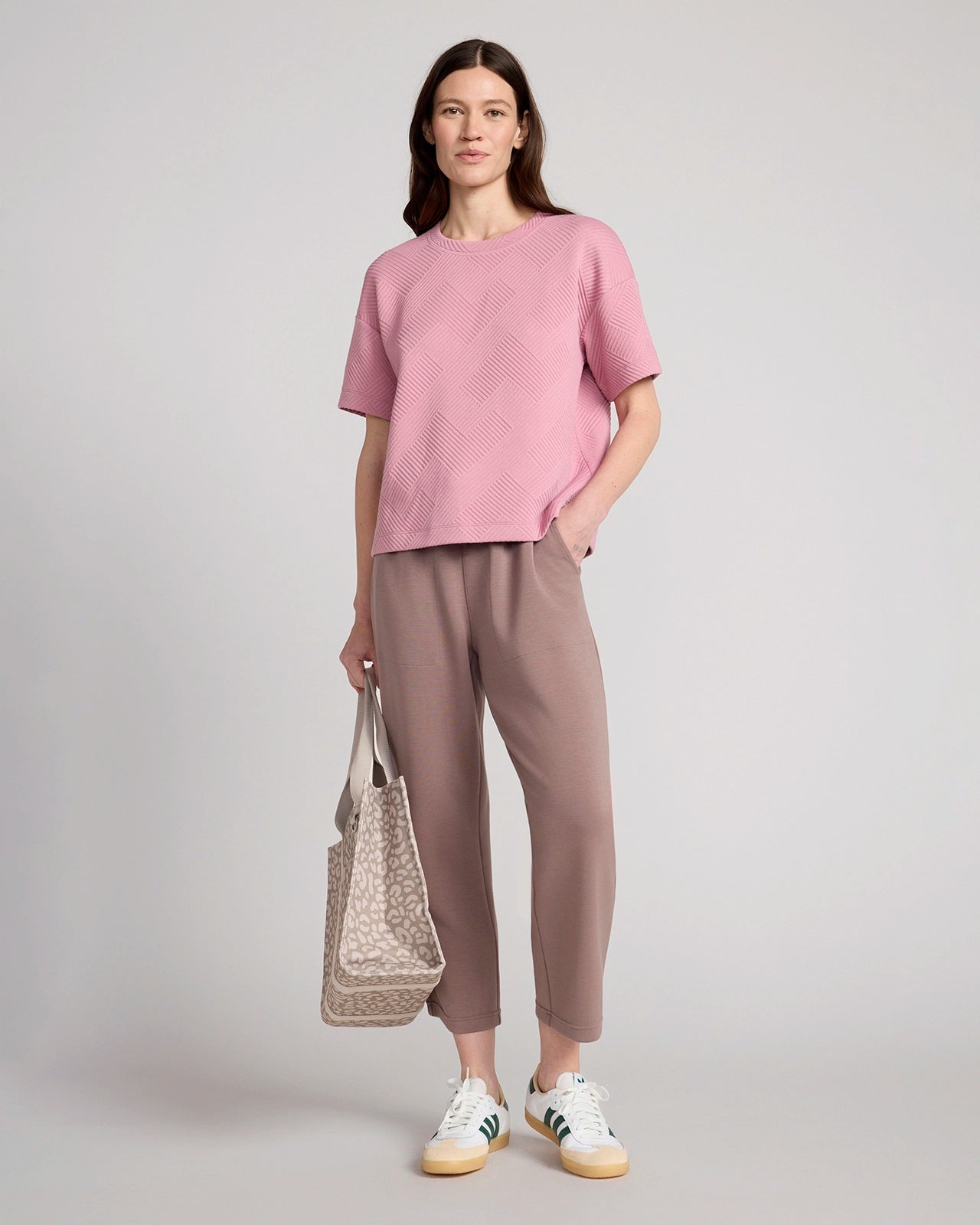 The Soft Luxe GRS Certified Recycled Poly TENCEL™ Modal Tech Fleece Capri - Deep Taupe