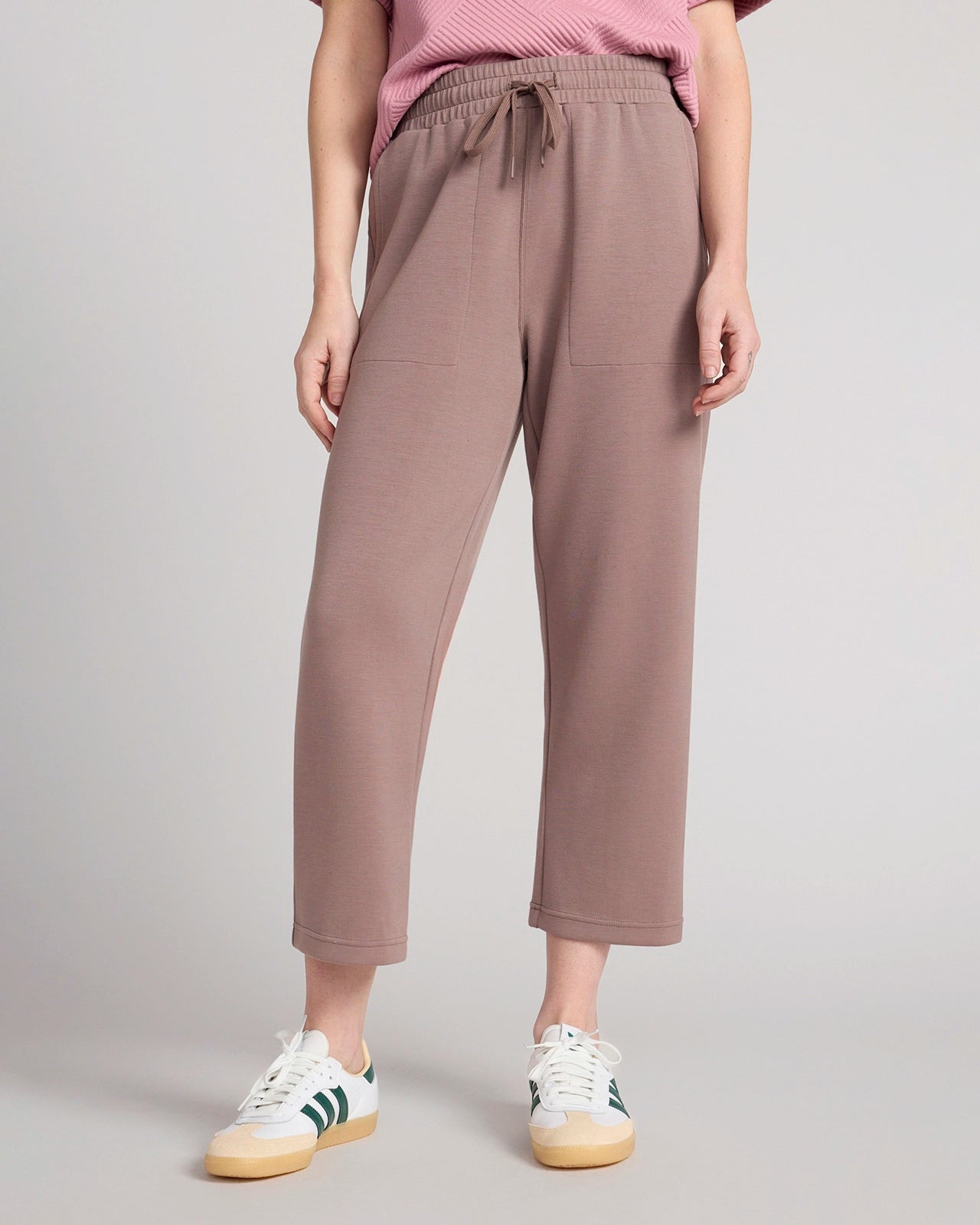 The Soft Luxe GRS Certified Recycled Poly TENCEL™ Modal Tech Fleece Capri - Deep Taupe