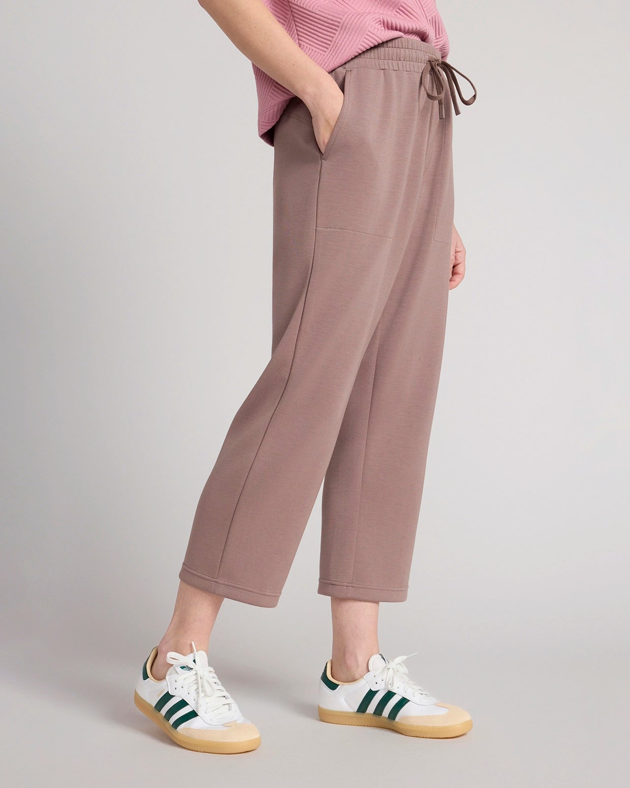 The Soft Luxe GRS Certified Recycled Poly TENCEL™ Modal Tech Fleece Capri - Deep Taupe