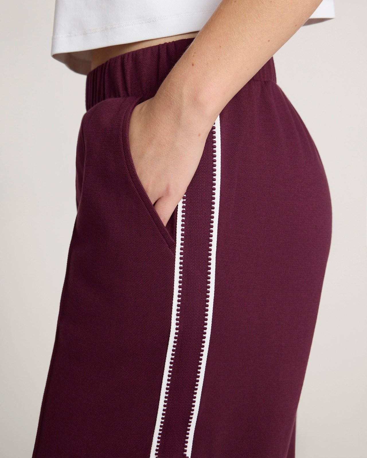 The Soft Luxe Organic Cotton Wide Leg Pant - Dark Red