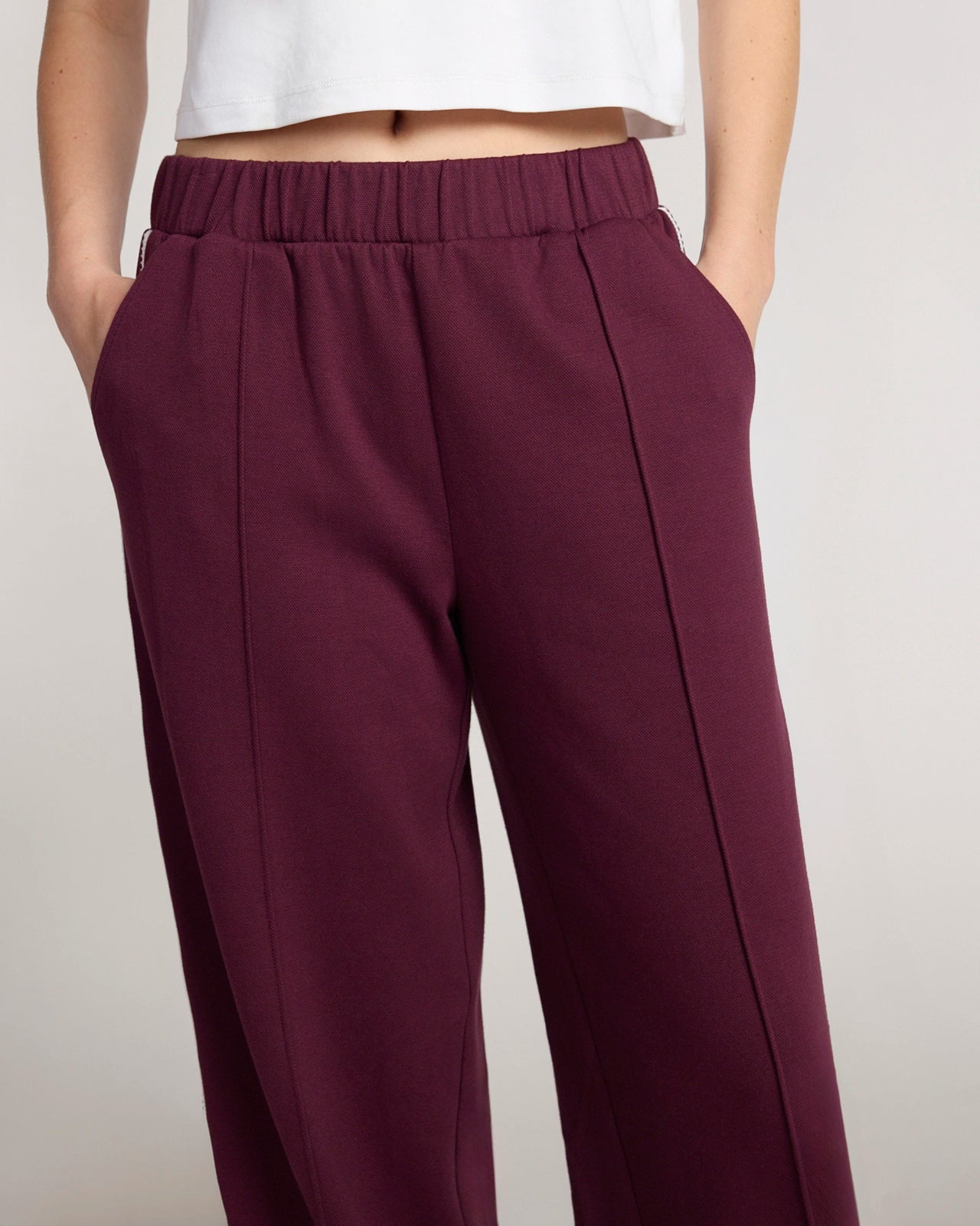 The Soft Luxe Organic Cotton Wide Leg Pant - Dark Red