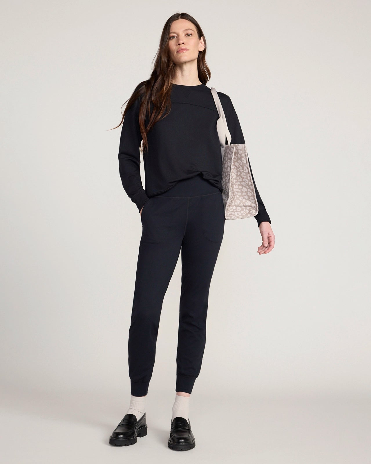 The Active Peached Interlock Jogger - Black