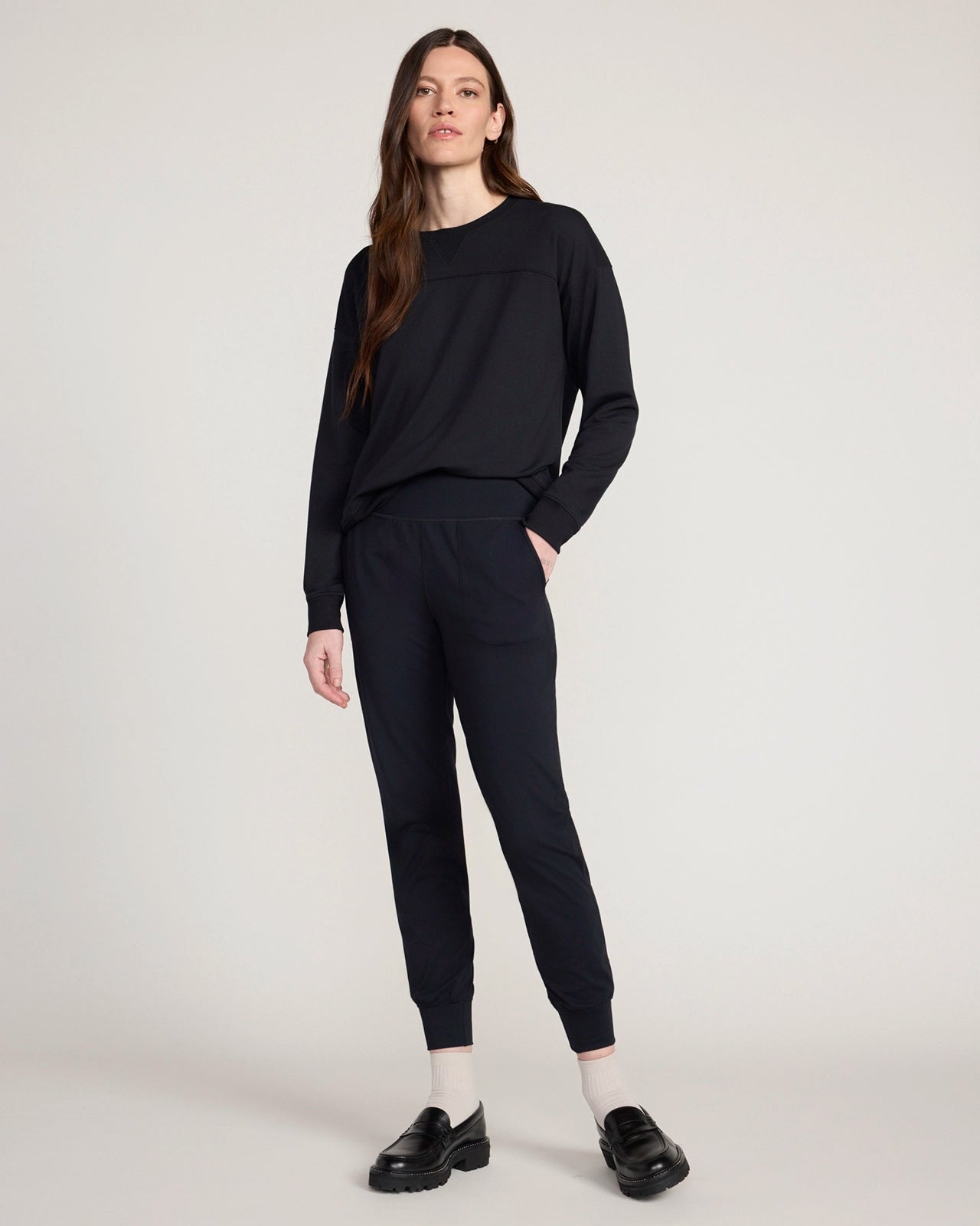 The Active Peached Interlock Jogger - Black