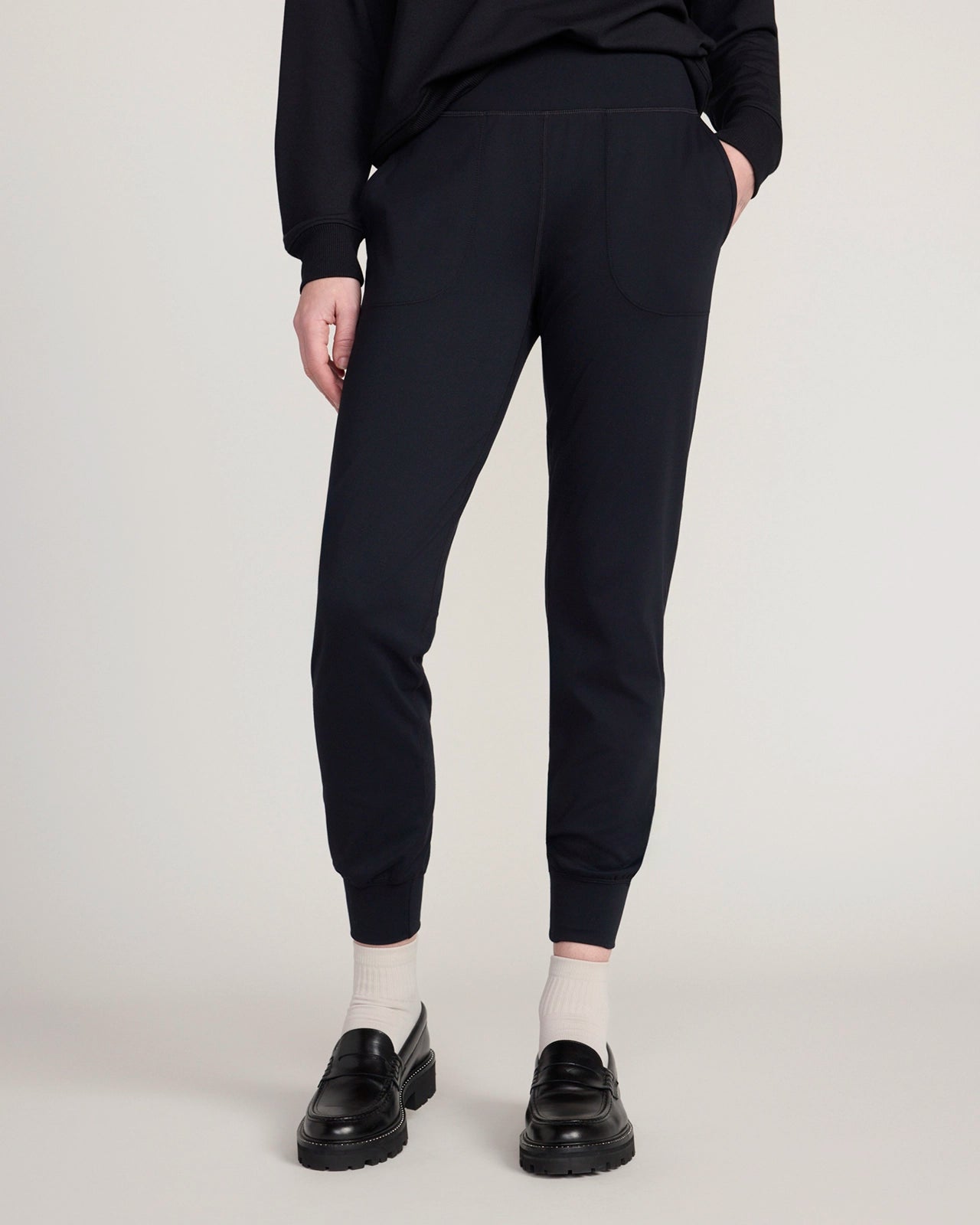 The Active Peached Interlock Jogger - Black