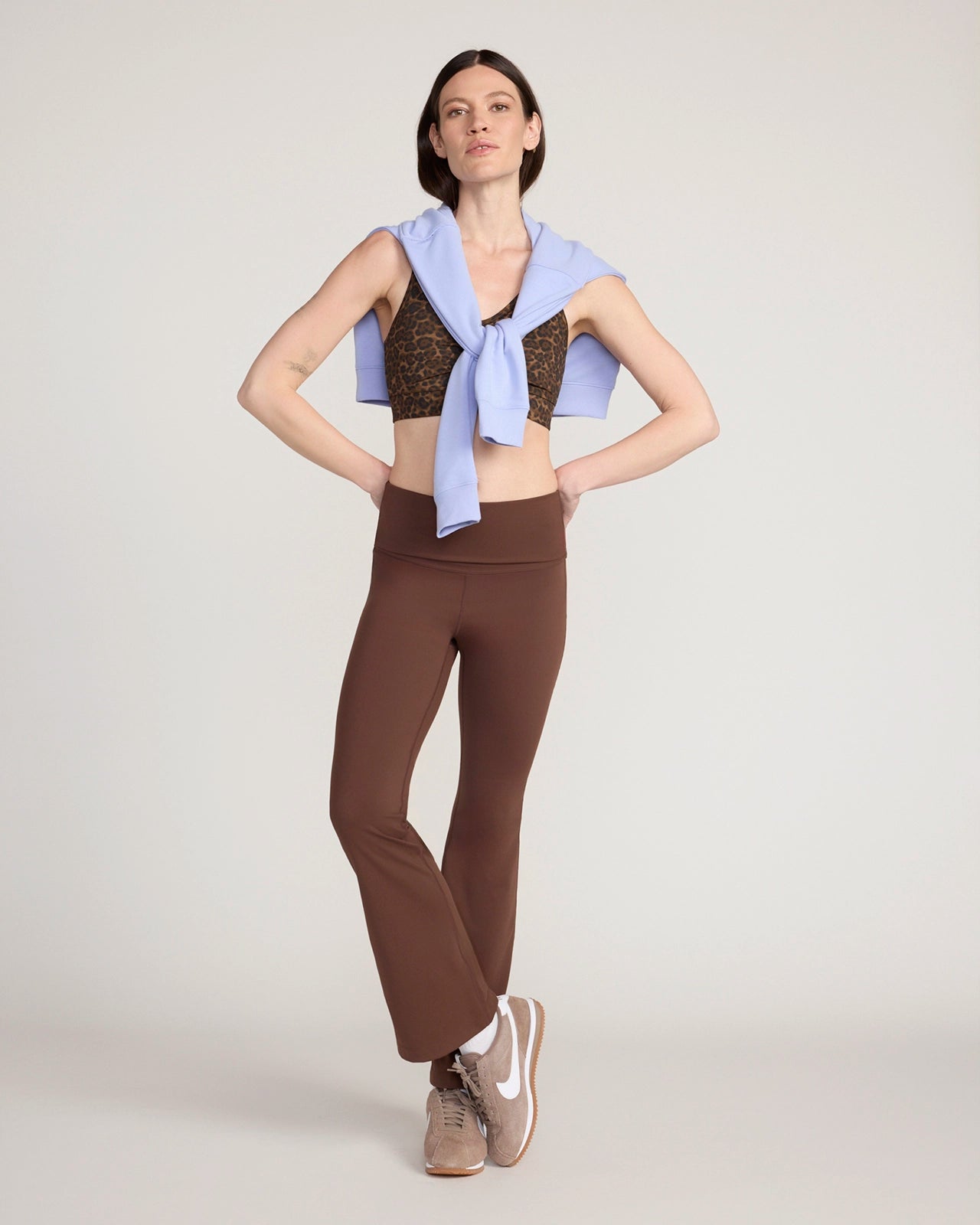 The Active Foldover Flare Legging - Shaved Chocolate