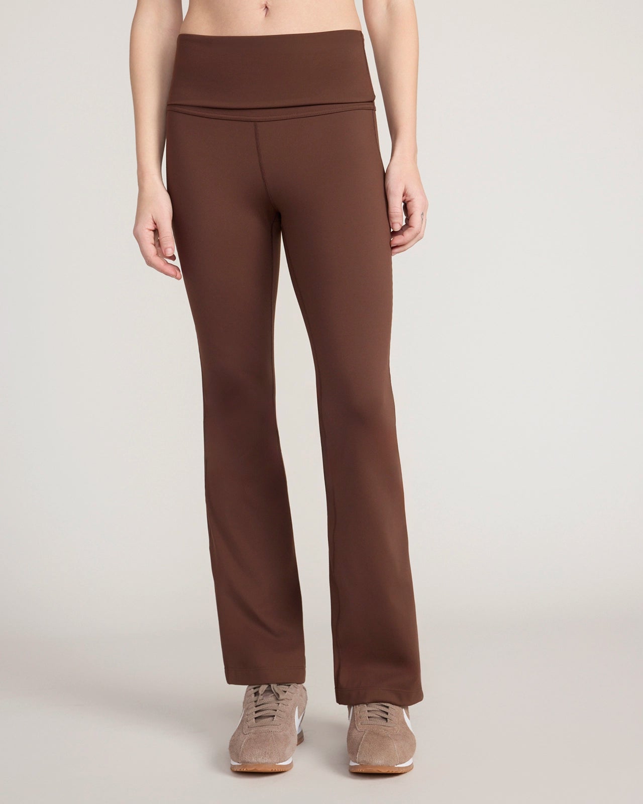 The Active Foldover Flare Legging - Shaved Chocolate
