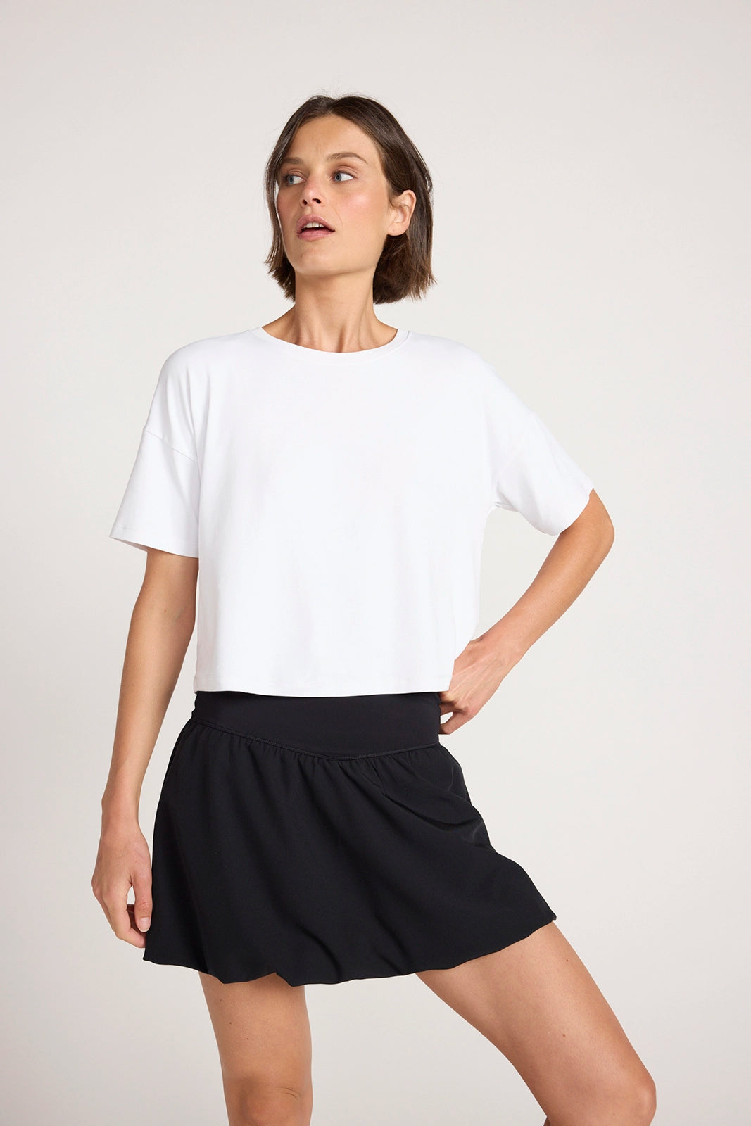 The Active Bubble Hem Skort with Built-In Short - Black