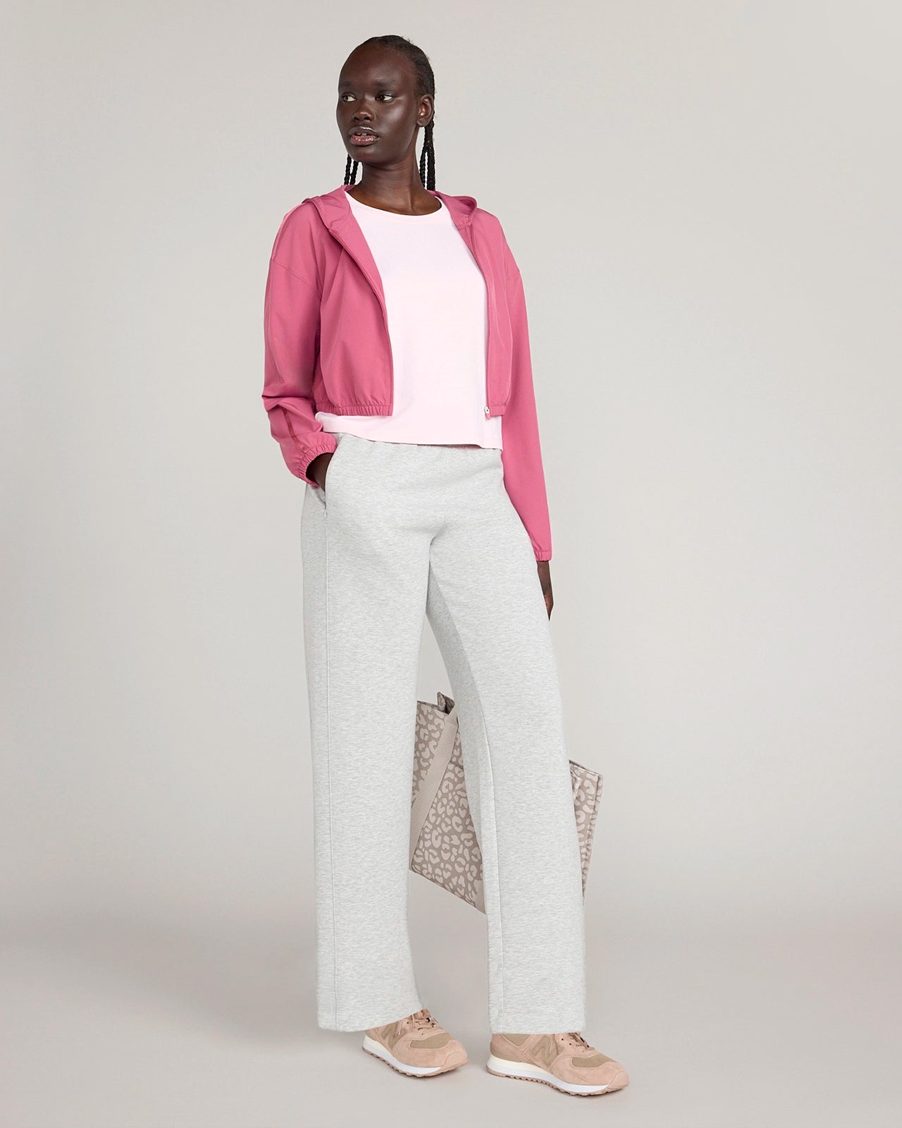 The Soft Luxe Double Knit Wide Leg Pant - Heather Concrete