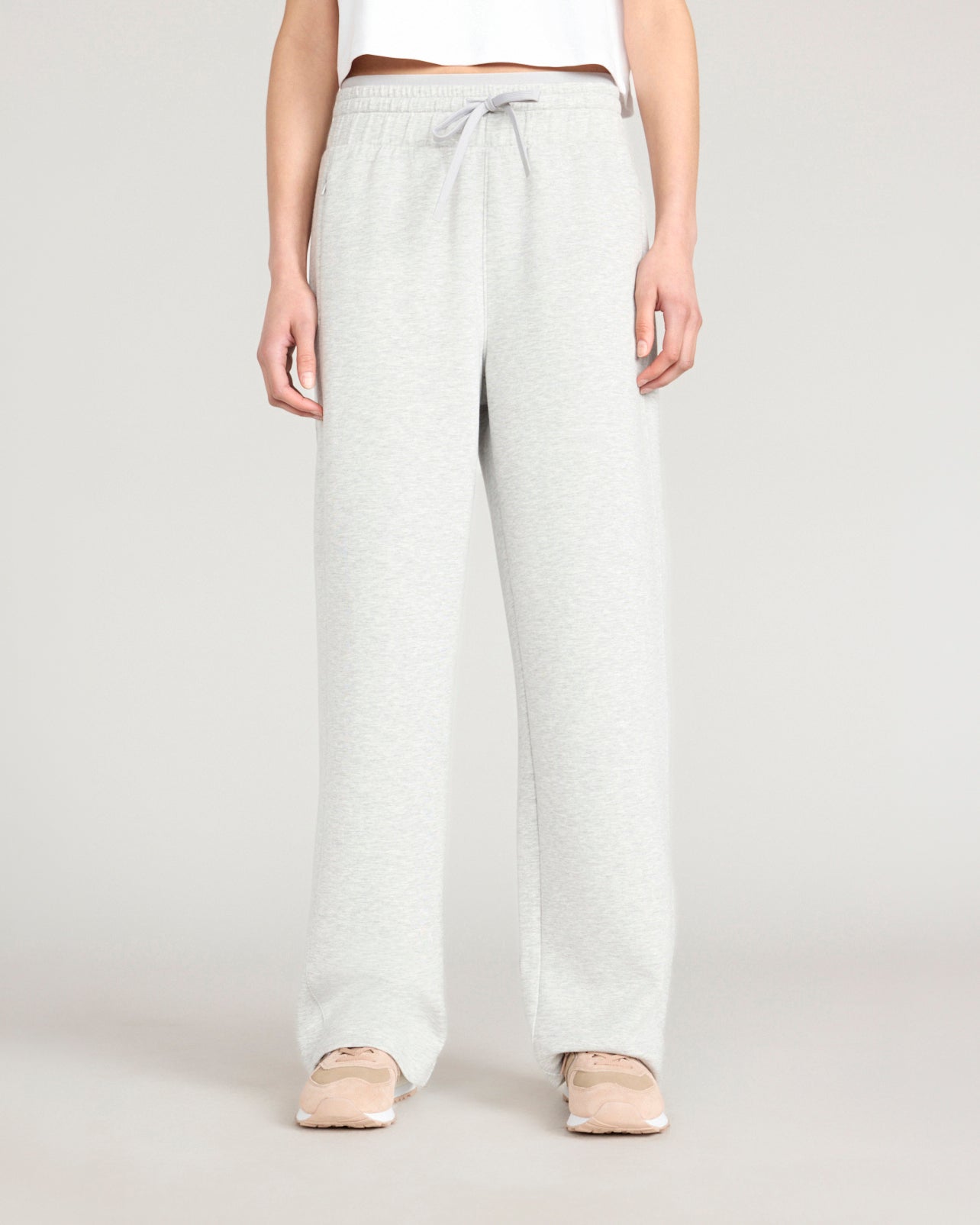 The Soft Luxe GRS Certified Recycled Poly TENCEL™ Modal Double Knit Wide Leg Pant - Heather Concrete