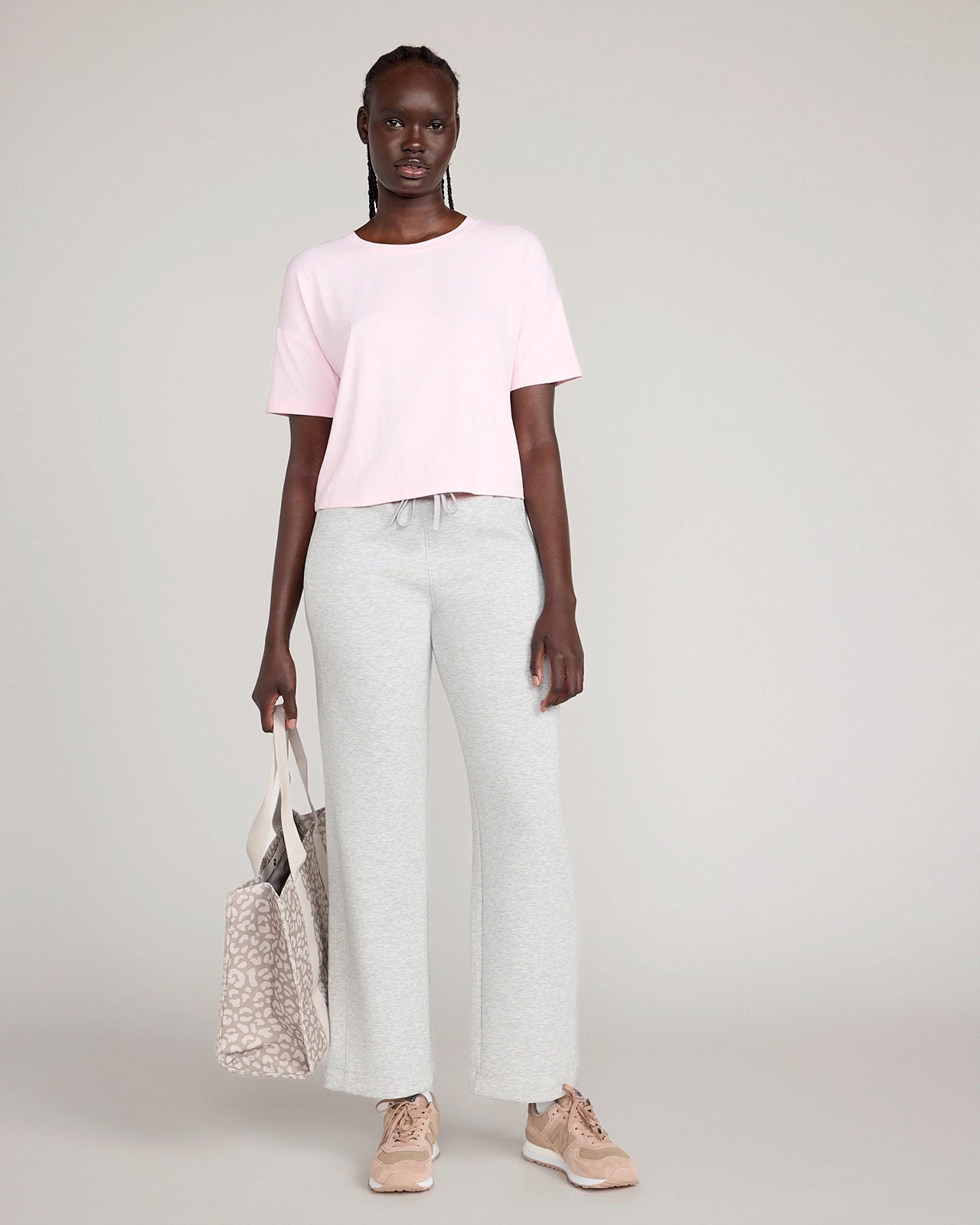 The Soft Luxe Double Knit Wide Leg Pant - Heather Concrete