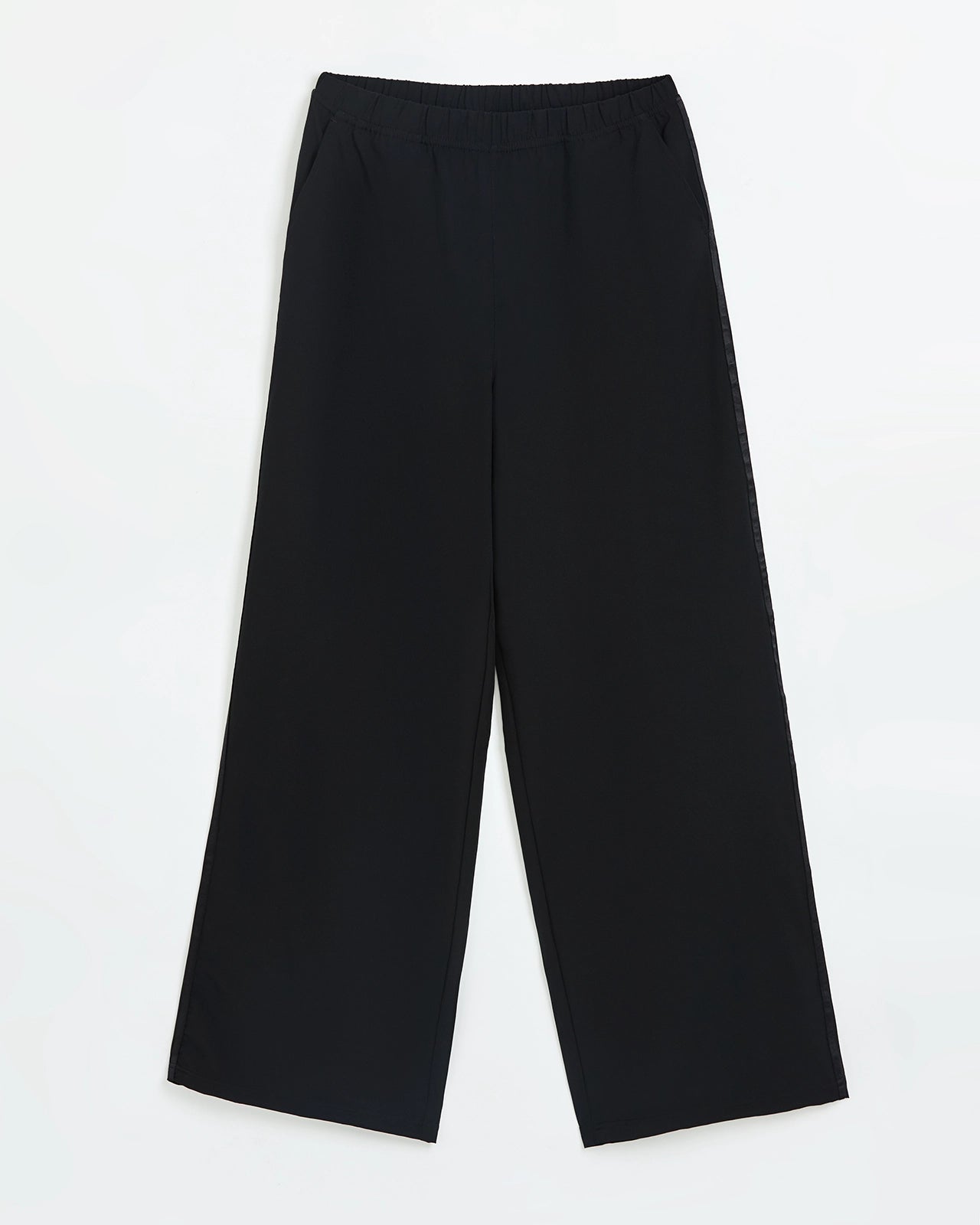 The Soft Stretch Shiny Tape Wide Leg Pant - Black