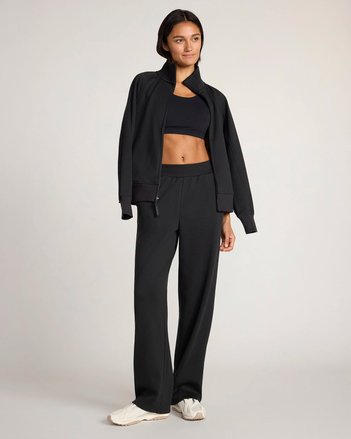 The Soft Luxe Bonded Fleece Wide Leg Pant - Black
