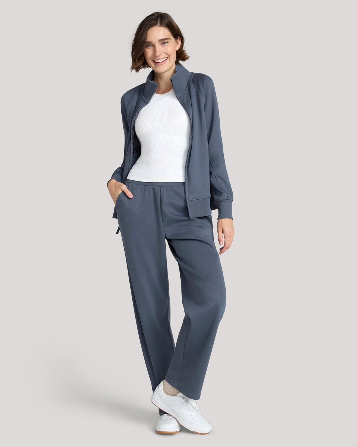The Soft Luxe Bonded Fleece Wide Leg Pant - Blue