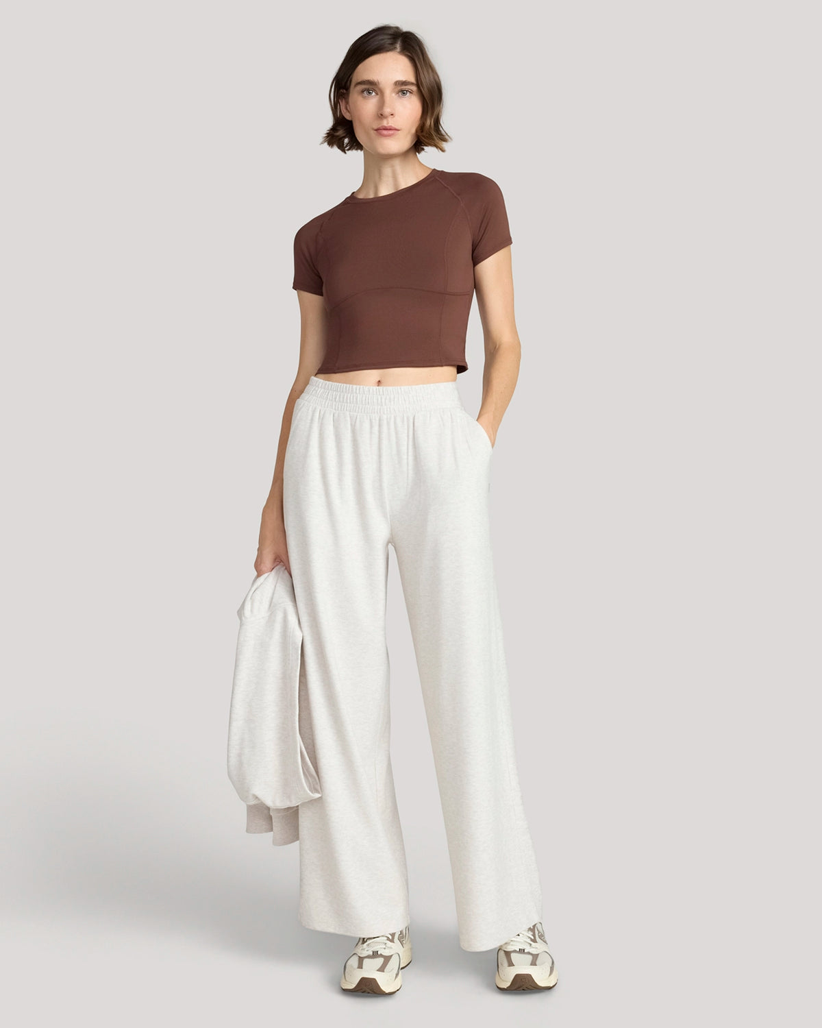 The Soft Luxe Cozy Rib Wide-Leg Pant - Heather Beige