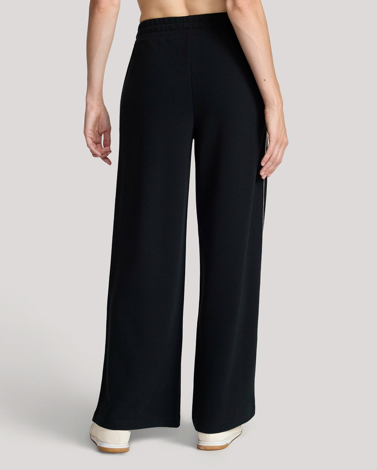 The Luxe Waffle Knit Wide Leg Pant - Black