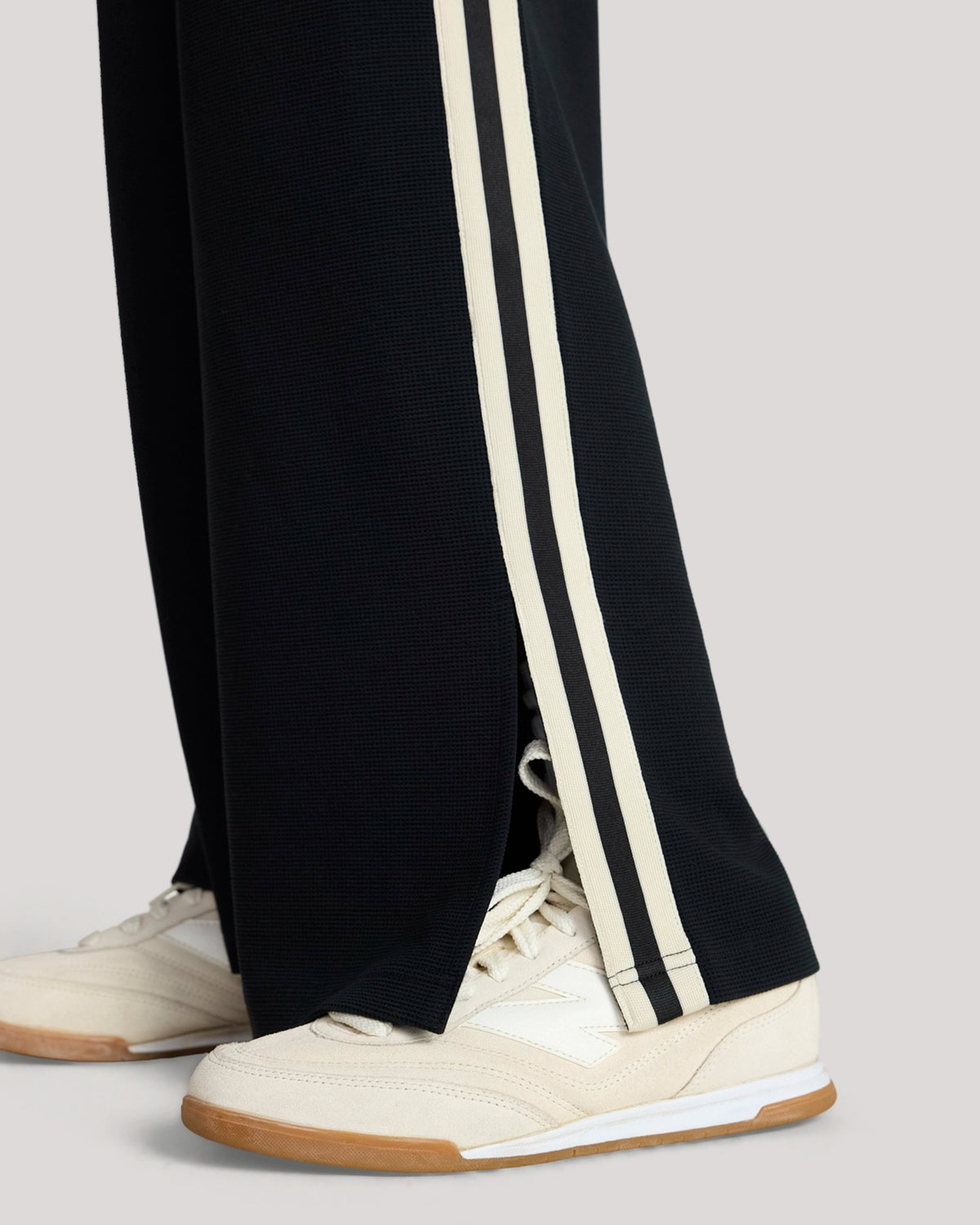 The Luxe Waffle Knit Wide Leg Pant - Black
