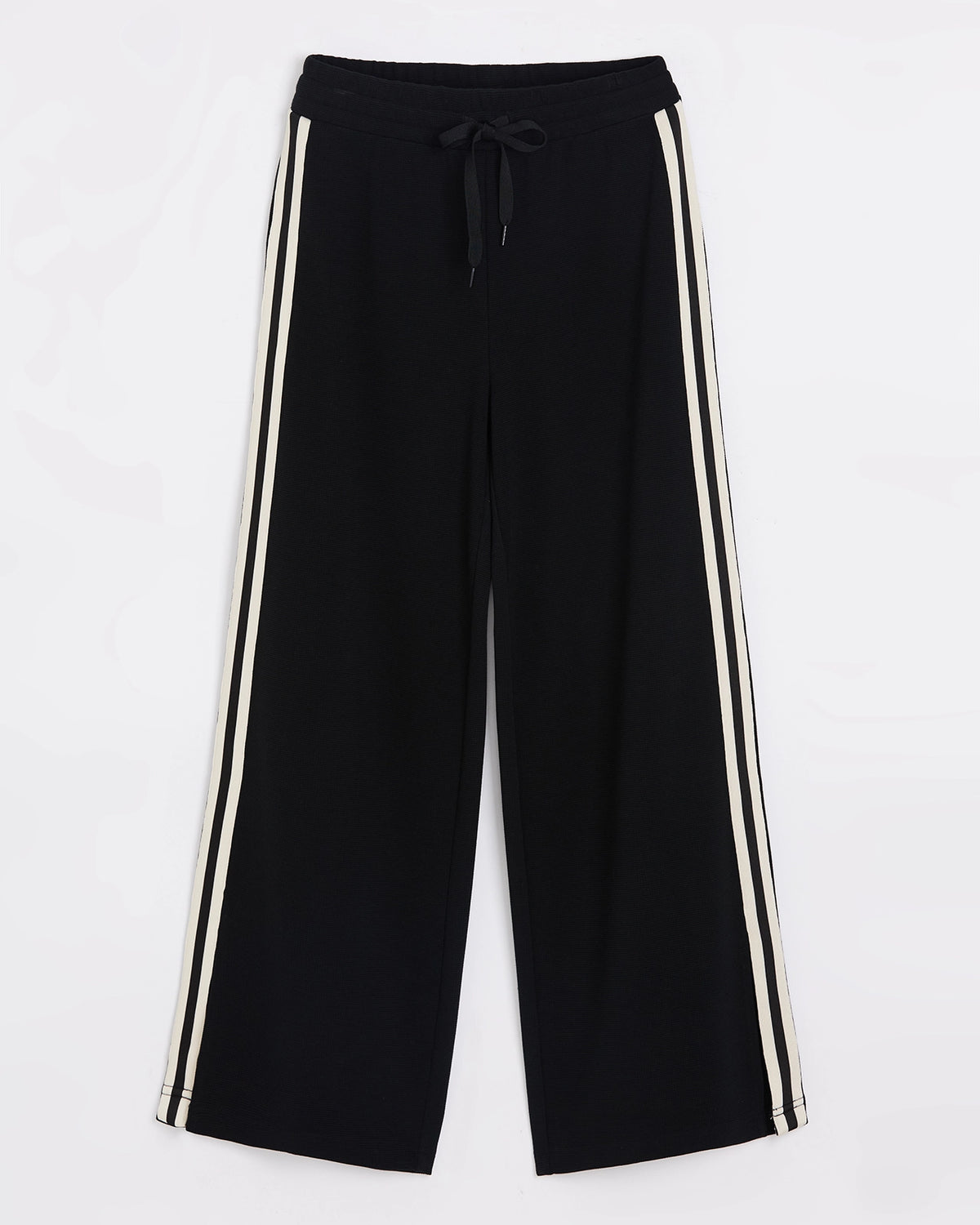 The Luxe Waffle Knit Wide Leg Pant - Black