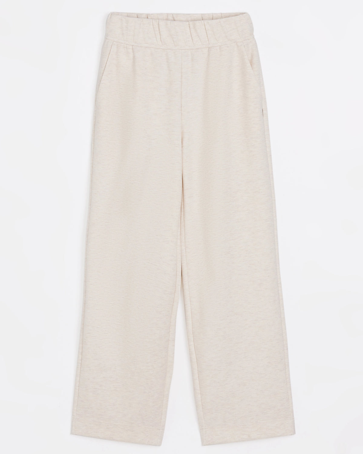 The Luxe Knit Brushed Wide Leg Pant - Heather Beige