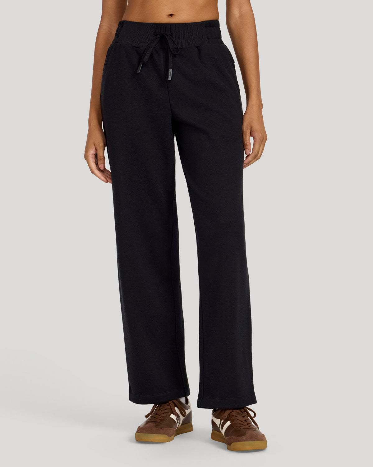 The Soft Luxe Melange Fleece Wide Leg Pant - Black