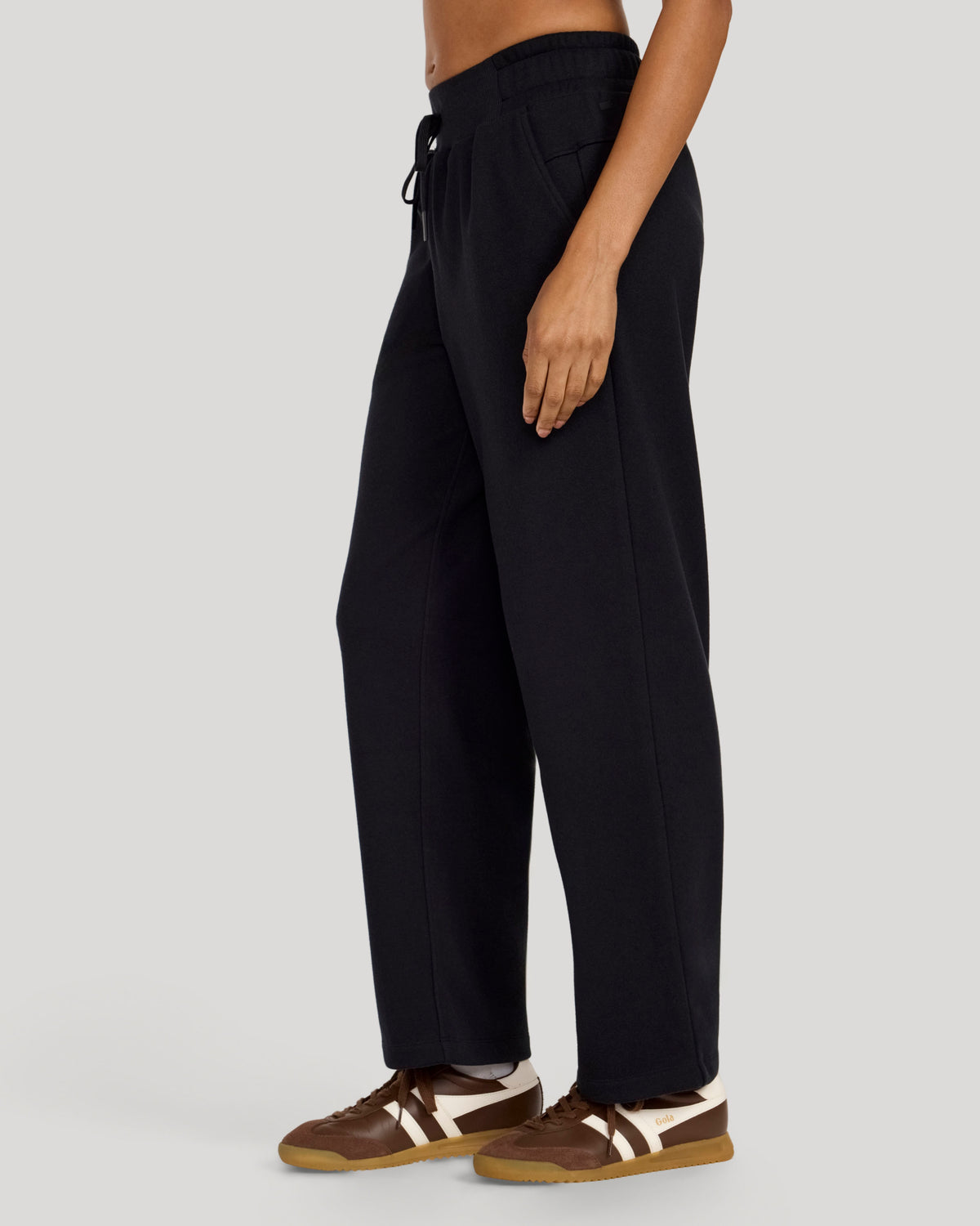 The Soft Luxe Melange Fleece Wide Leg Pant - Black