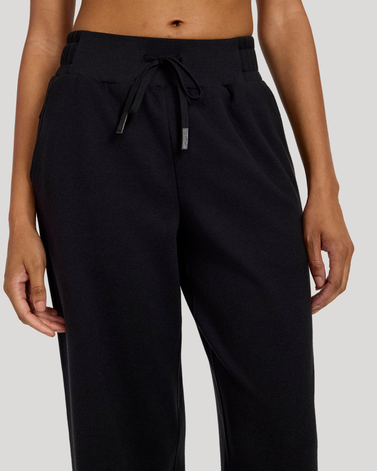 The Soft Luxe Melange Fleece Wide Leg Pant - Black
